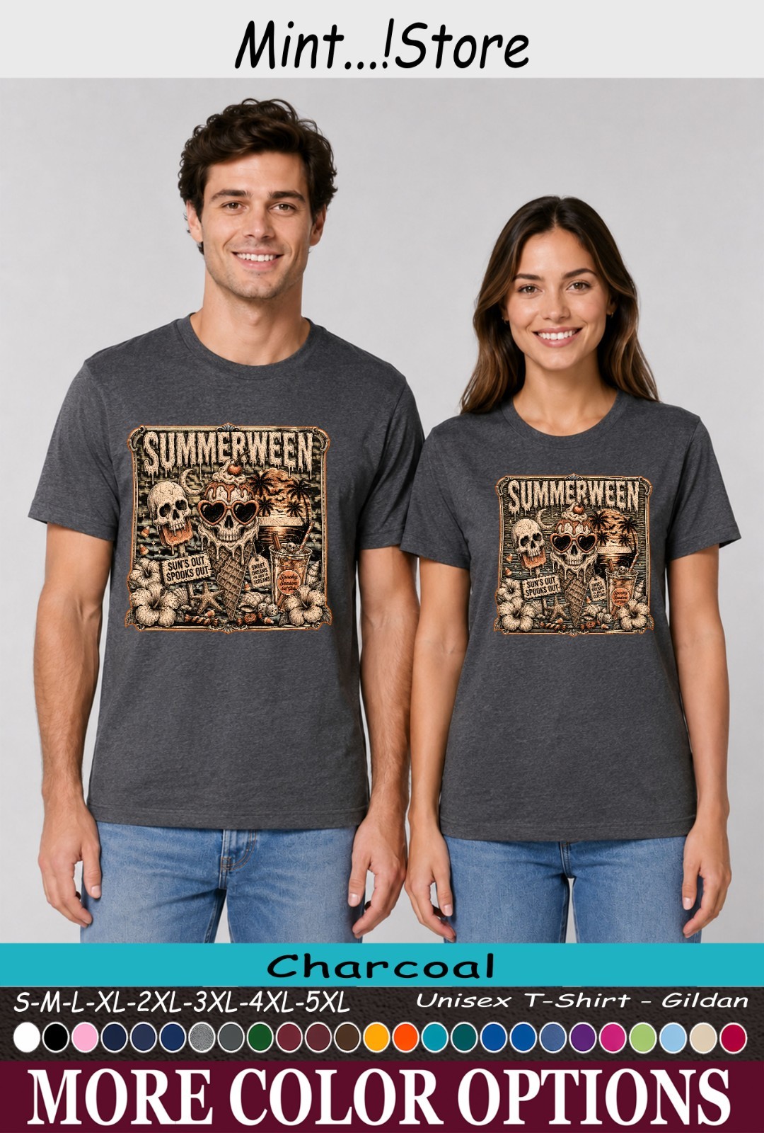 Summerween Shirt, Retro Skull Beach Summer Halloween Unisex T-Shirt