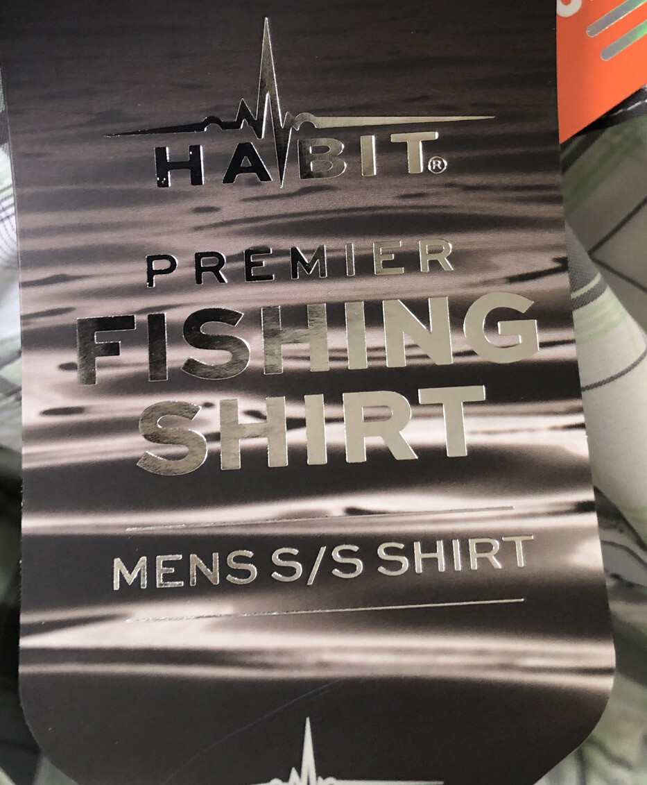 PICK SIZE – Habit Men’s Seaside Seafoam Plaid Short Sleeve Premier Fishing Shirt