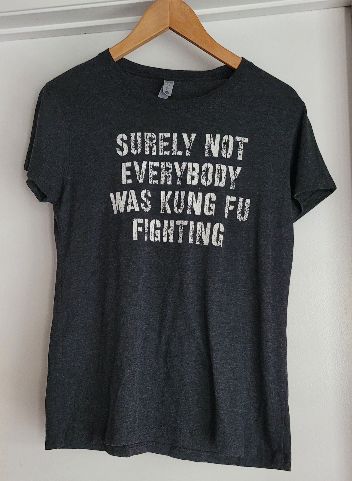 Next Level Apparel Kung Fu Fighting T-Shirt XL Graphic Gray Cotton Blend