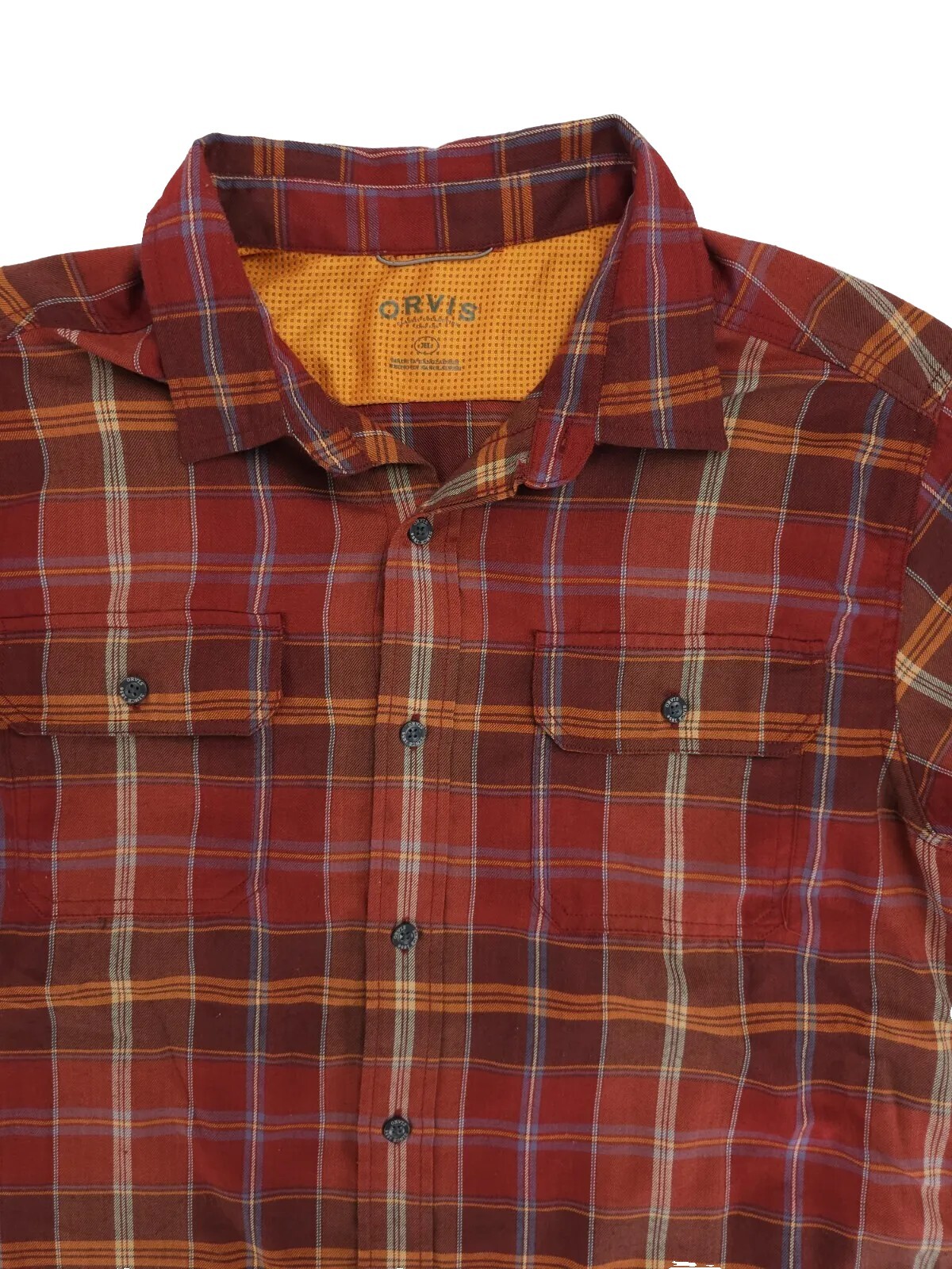 Orvis Red Plaid Button Outdoor Logger Classic Mountain Shirt Mens XL