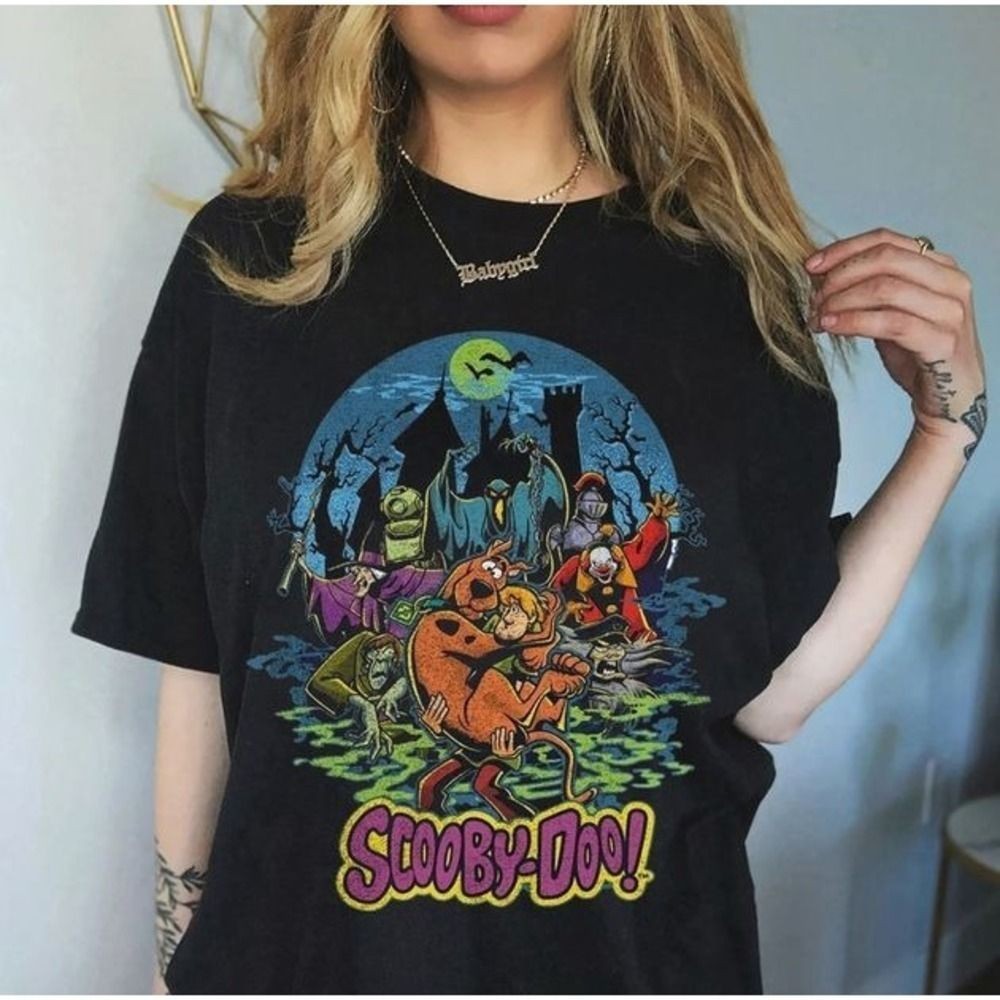 Cartoon Sc00by-Doo 90s Retro style Black Short Sleeve Remake T shirt NH23431