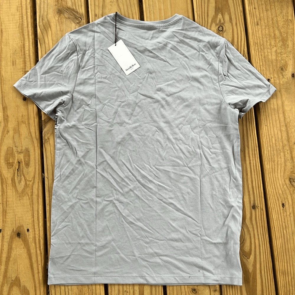 Goodfellow Medium Standard Foggy Blue Striped Crewneck Short Sleeve T-Shirt Tee