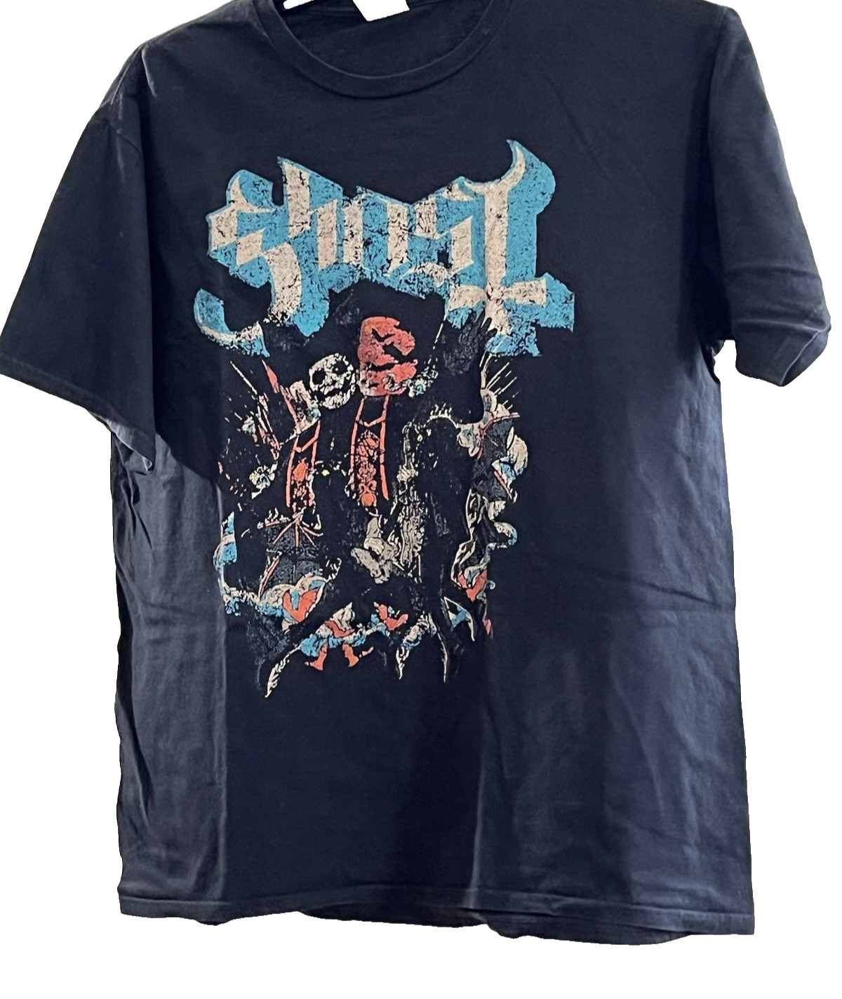 Port & Company Ghost Band Graphic T-Shirt Black Papa Emeritus Vintage Size L