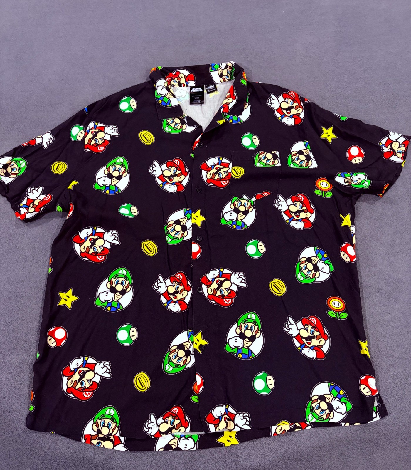 Nintendo Super Mario Brothers Shirt Mens 3XL Black Allover Character Print