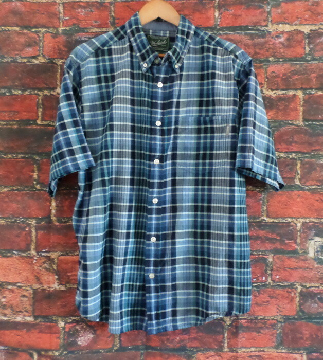 Woolrich Men’s Casual Short Sleeve Shirt L Blue Plaid Spring Summer Fall