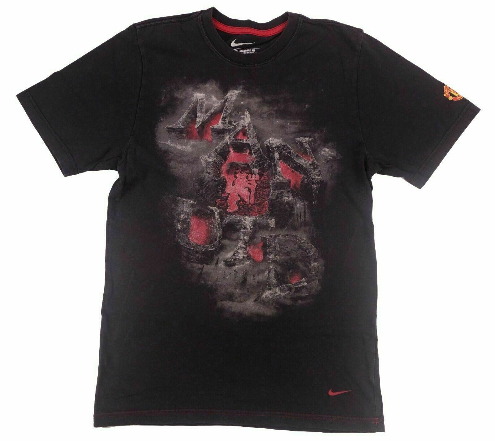 MAN UTD NIKE vintage t shirt MANCHESTER UNITED SOCCER FIFA Logo Small Red Black
