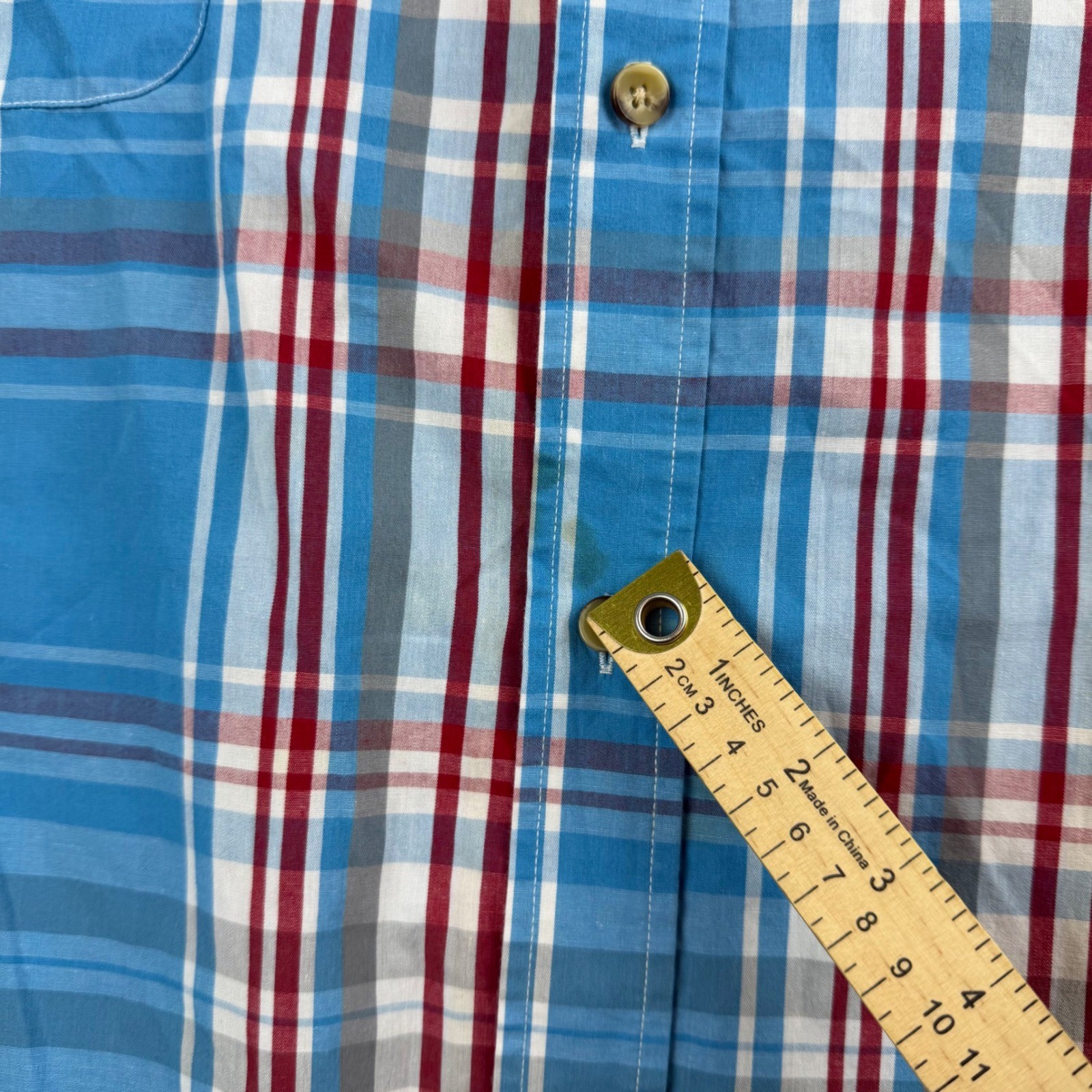 KingSize Button Down Shirt Men’s 7XL Big Blue Red Plaid Short Sleeve 79-0608-4