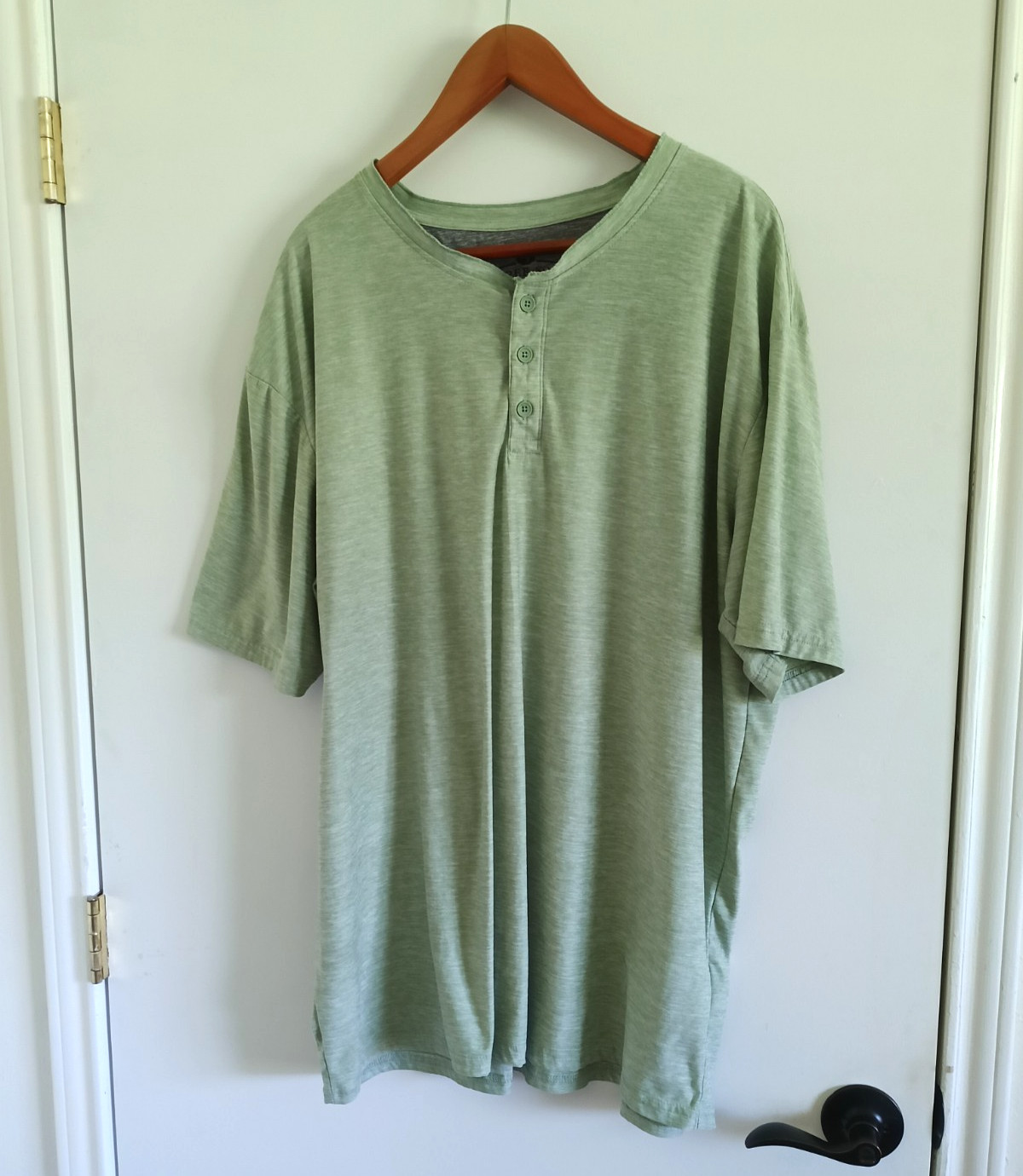 Raw Yarn Supersoft Men’s Henley Shirt Size 3XL sage green Polyester Machine Wash