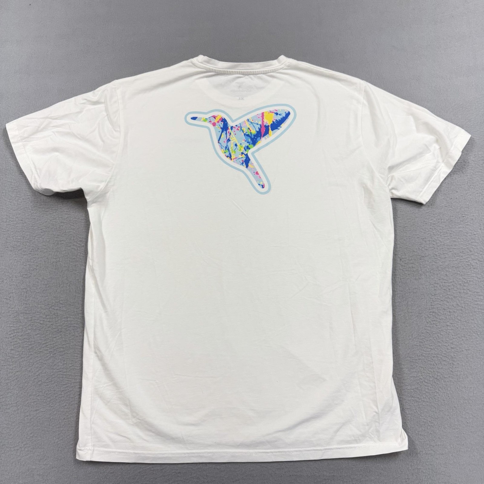 Birddogs Shirt Mens XL White Bird Logo Back Graphic T-Shirt Tee Paint Splatter