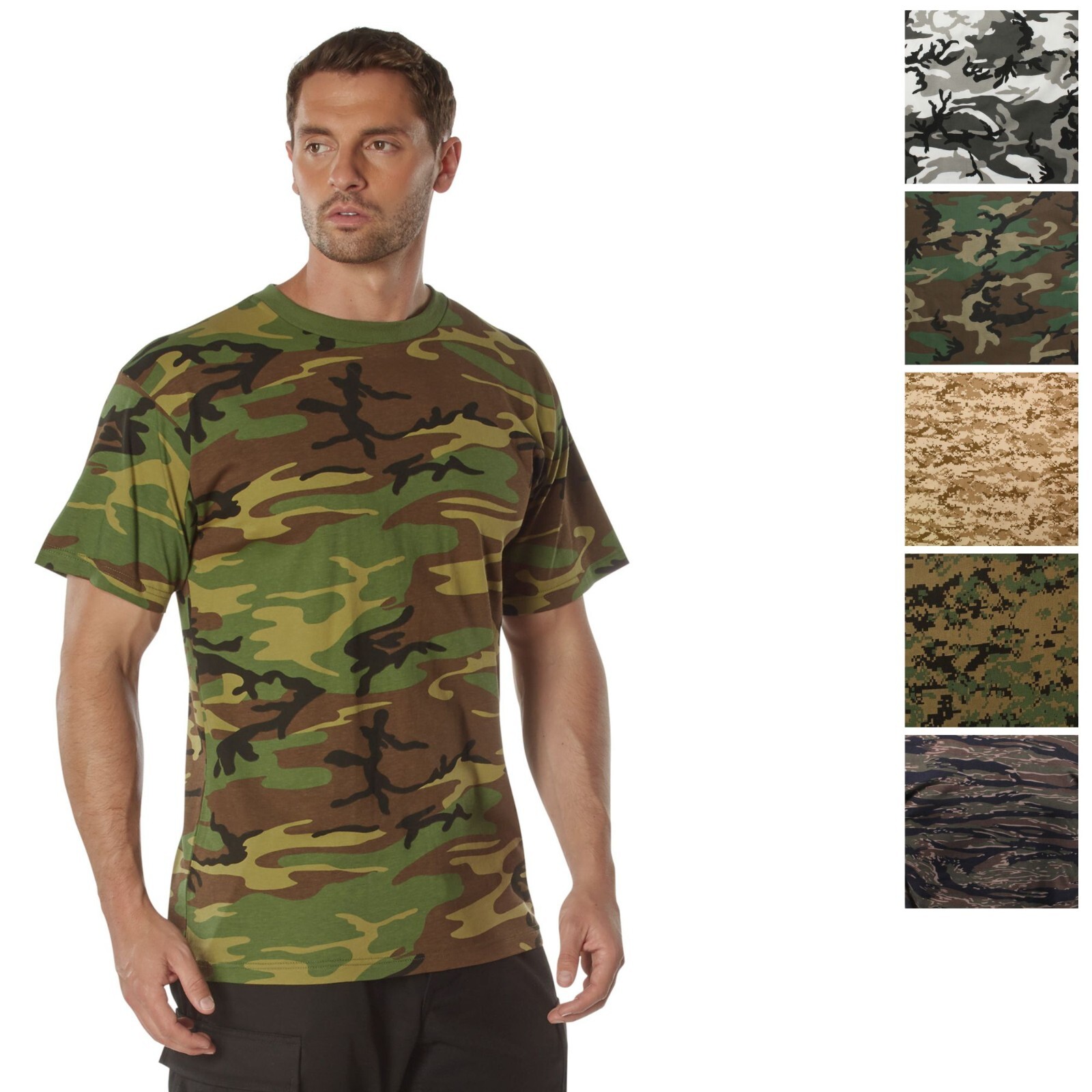 Rothco 100% Cotton Camo T-Shirt Men’s 5oz. Camouflage Crewneck Short Sleeve Tee