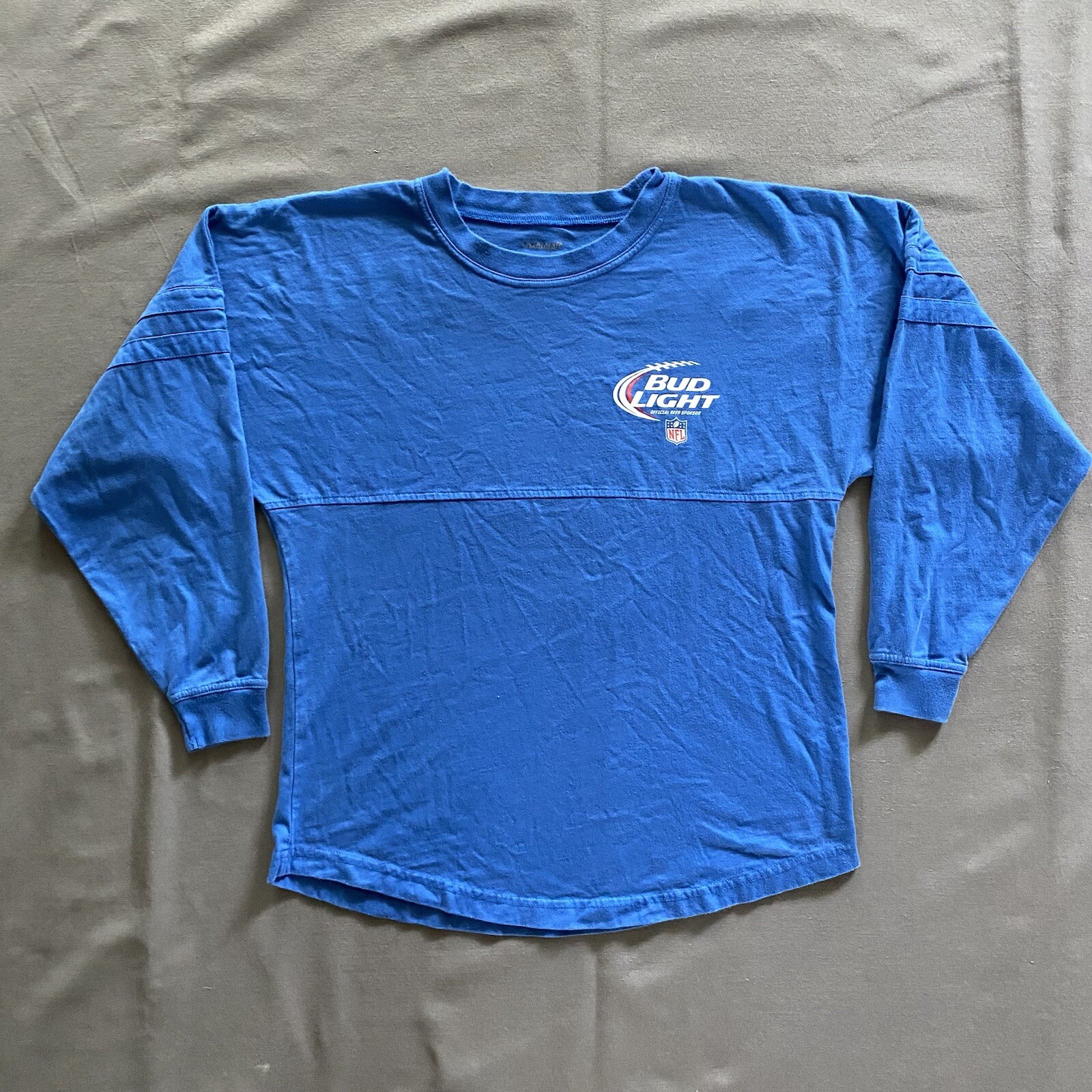 Boxercraft Bud Light NFL Long Sleeve Shirt Mens Small Blue Beer Promo Sponsor
