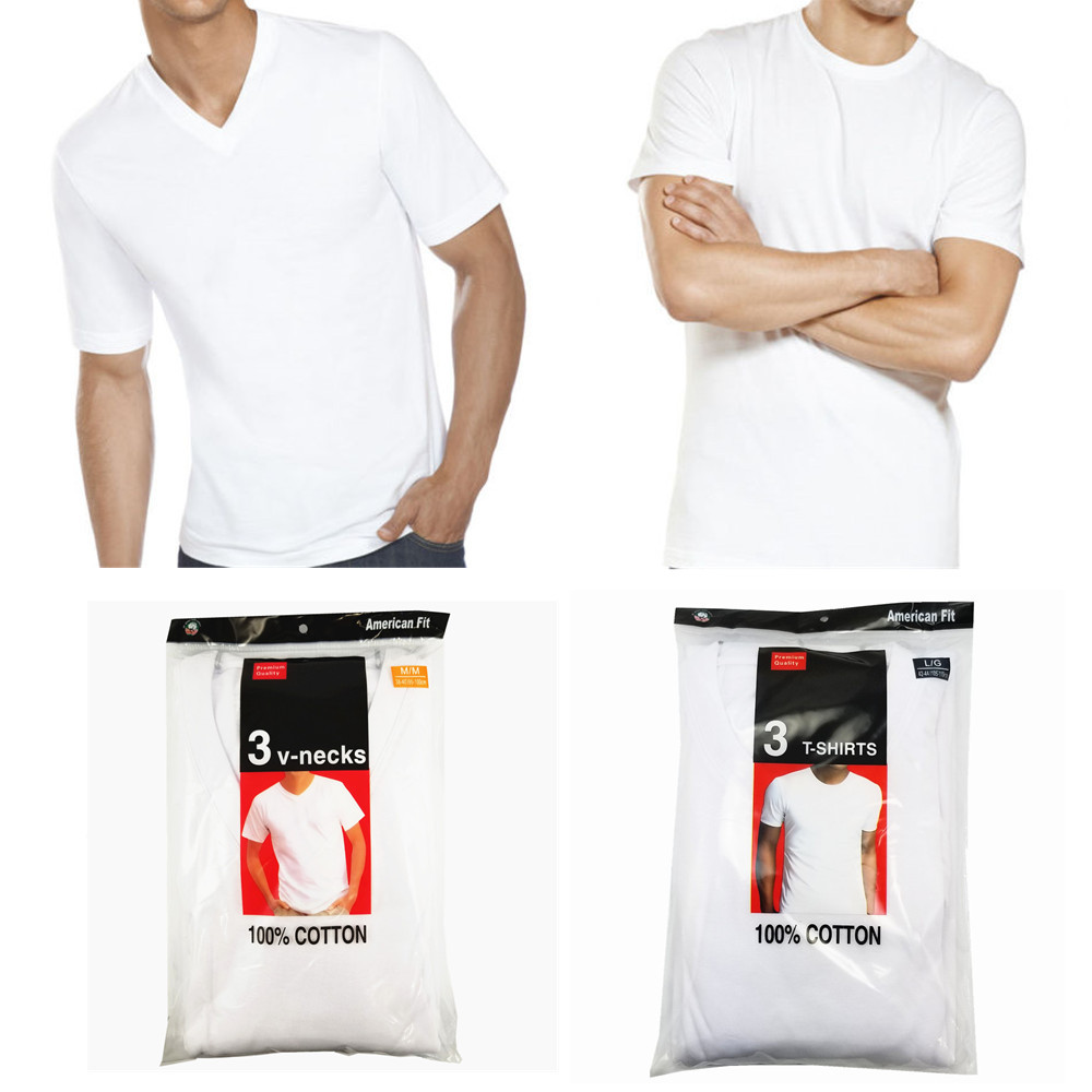 New 3-6 Pack For Men’s 100% Cotton Tagless T-Shirt Undershirt Tee White S-XL