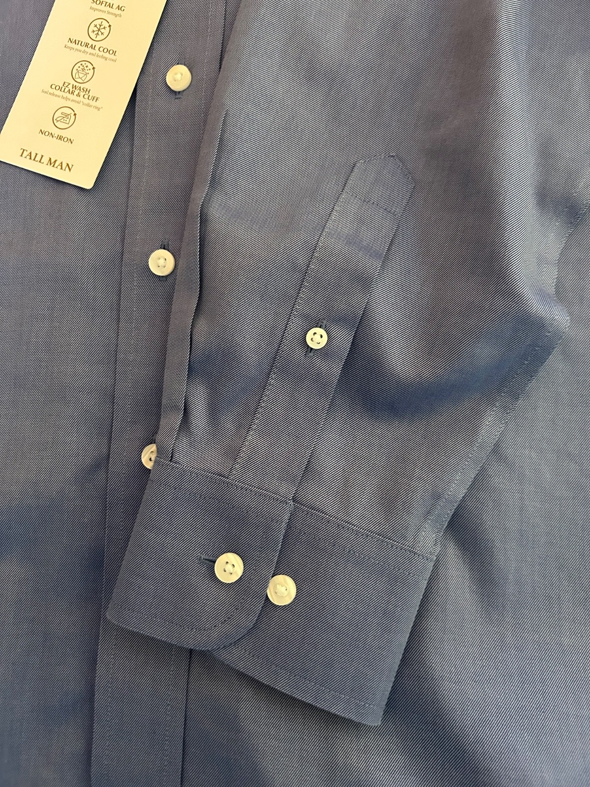 NWT’s Roundtree Yorke Gold Label Twill Blue 16.5 36/37 Tall Dress Shirt