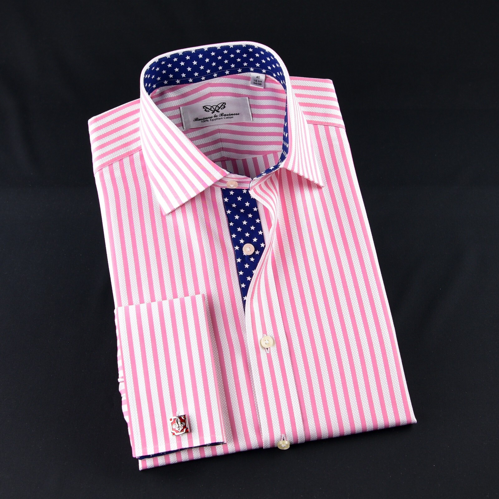 Pink Stripe Formal Business With Blue Stars Inner Lining Professional BossDress
