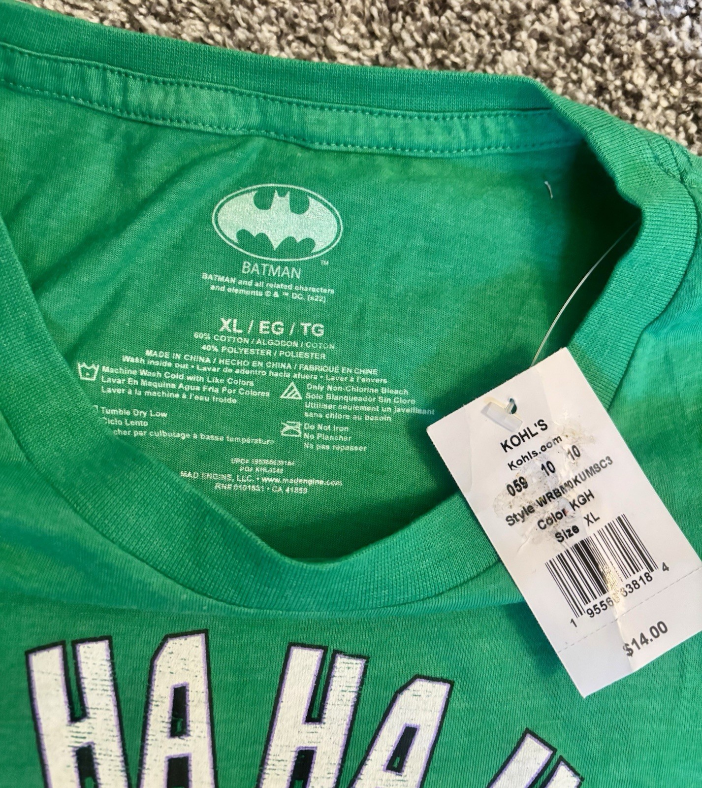 DC Comics Batman The Joker Ha Ha Ha Christmas Men’s T-Shirt Size XL