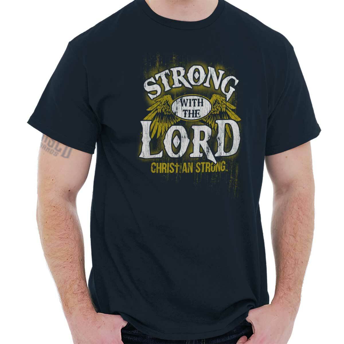 Strong With God Jesus Christian Vintage Gift Womens or Mens Crewneck T Shirt Tee