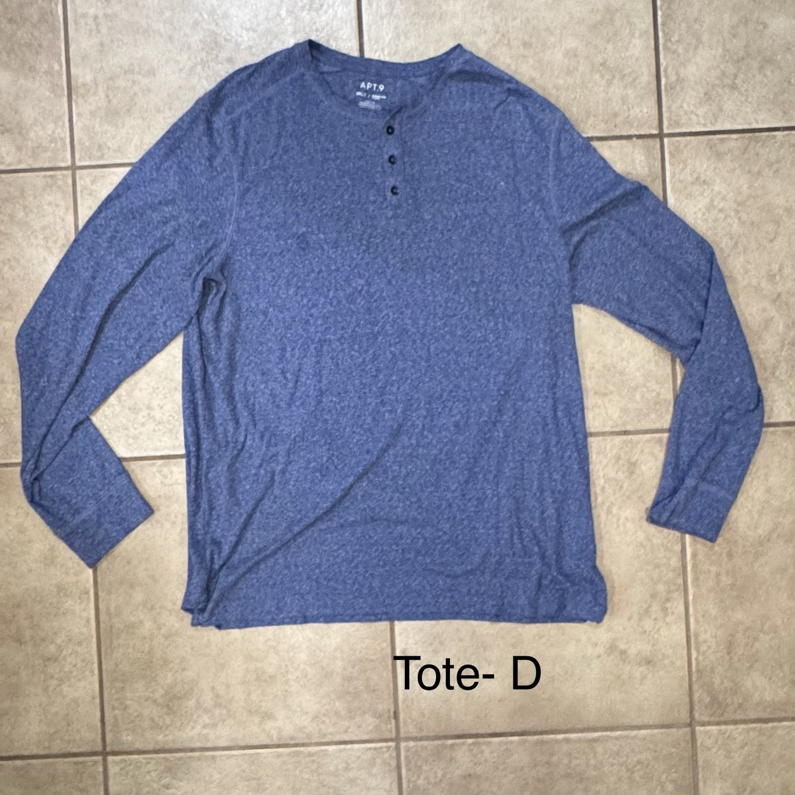 Apt. 9 Premier Flex Blue Long Sleeve Cotton Blend Henley T-Shirt Men’s 2XLT