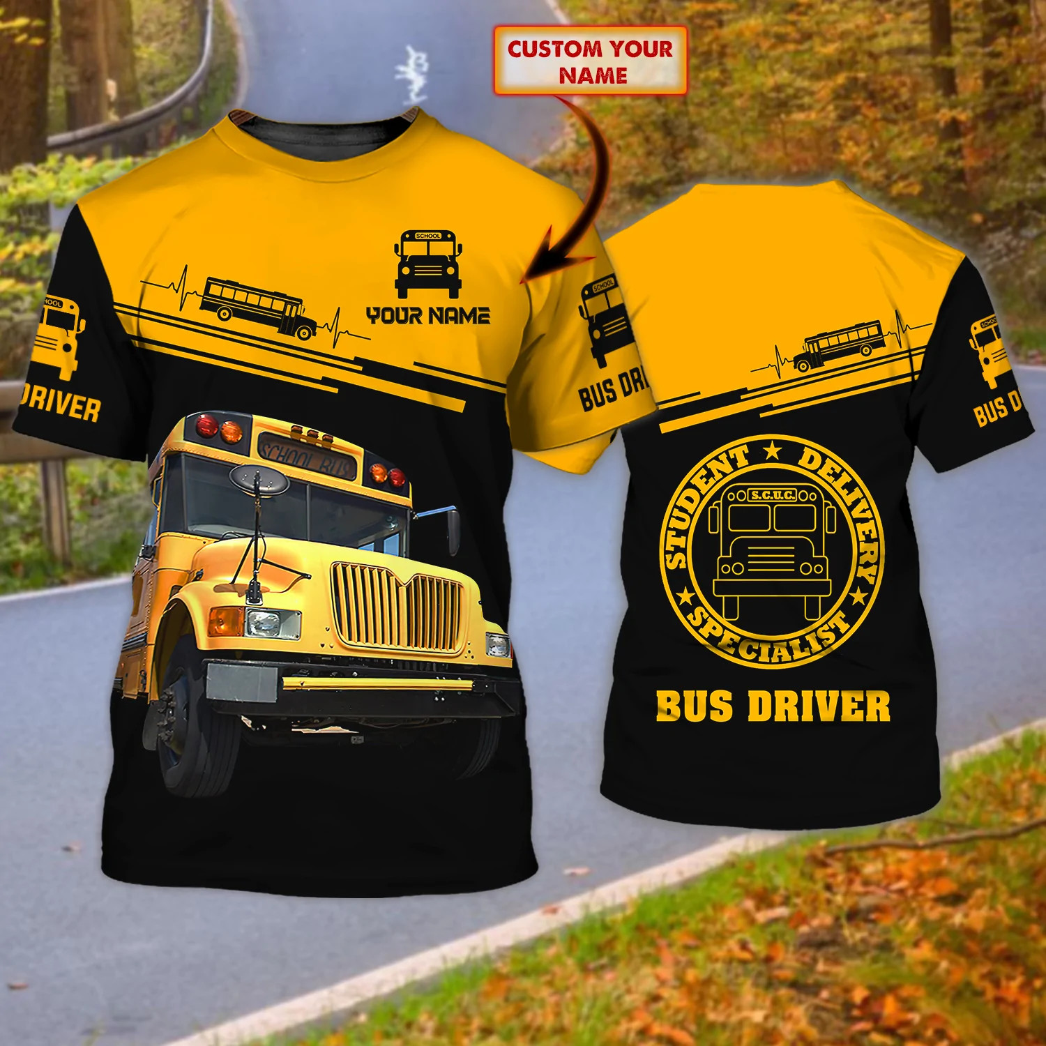 Bus driver- Personalized Name 3D shirt, School Bus Driver Shirt, Gift For Bus Dr