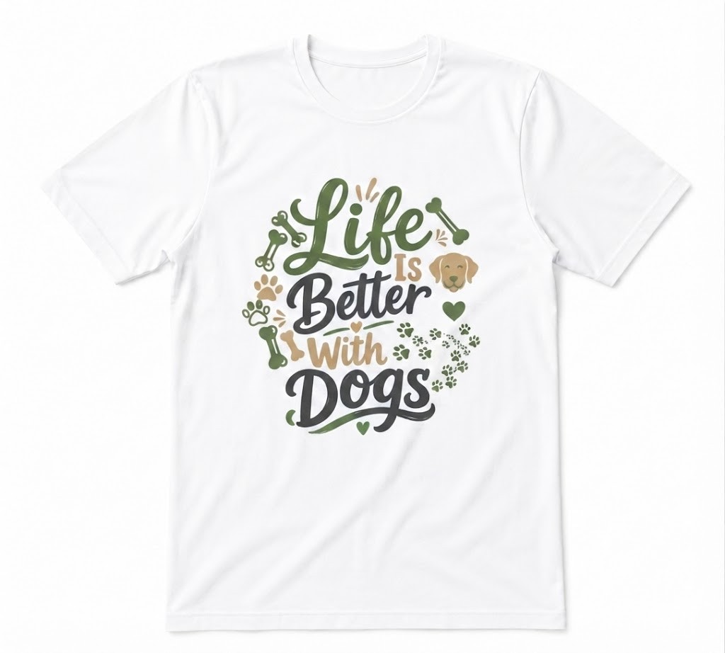 Life Is Better With Dogs Dog Lover Cute Dog Unisex Tee White T-shirt