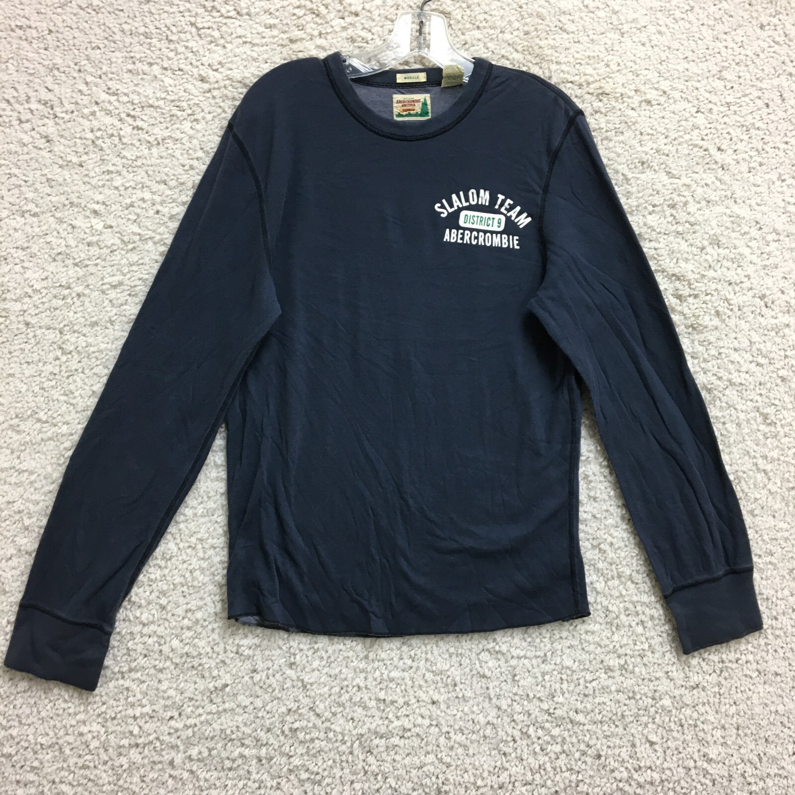 VINTAGE Abercrombie Fitch Shirt Medium Adult Blue Slalom Team District 9 Mens M