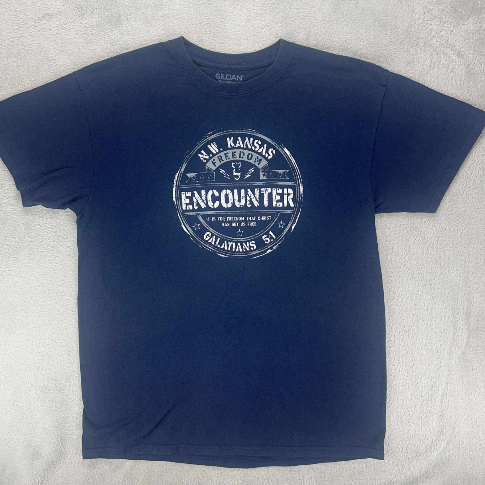 Gildan DryBlend Christian T-Shirt N.W. Kansas Freedom Encounter Tee Large