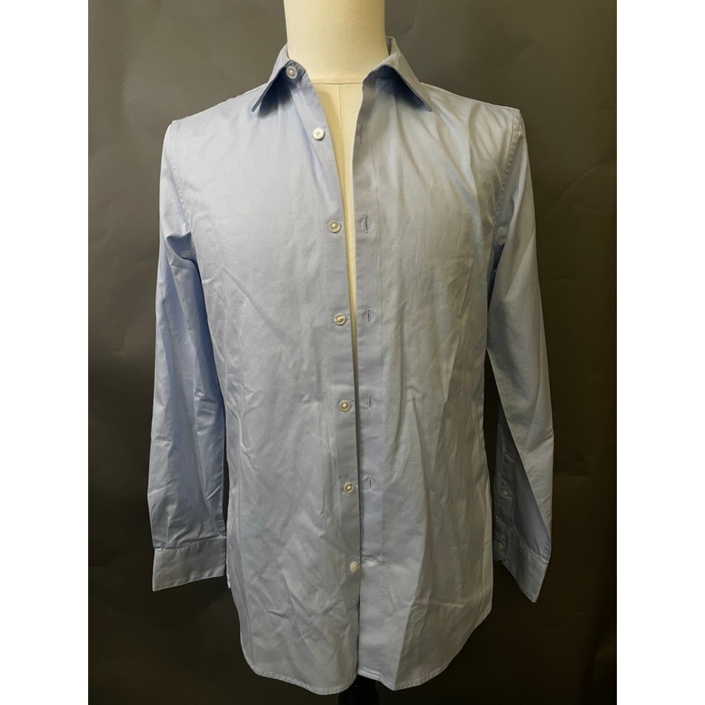 Club Monaco Albini Fabric Mens Light Blue Cotton Button Down Shirt Size 15.5