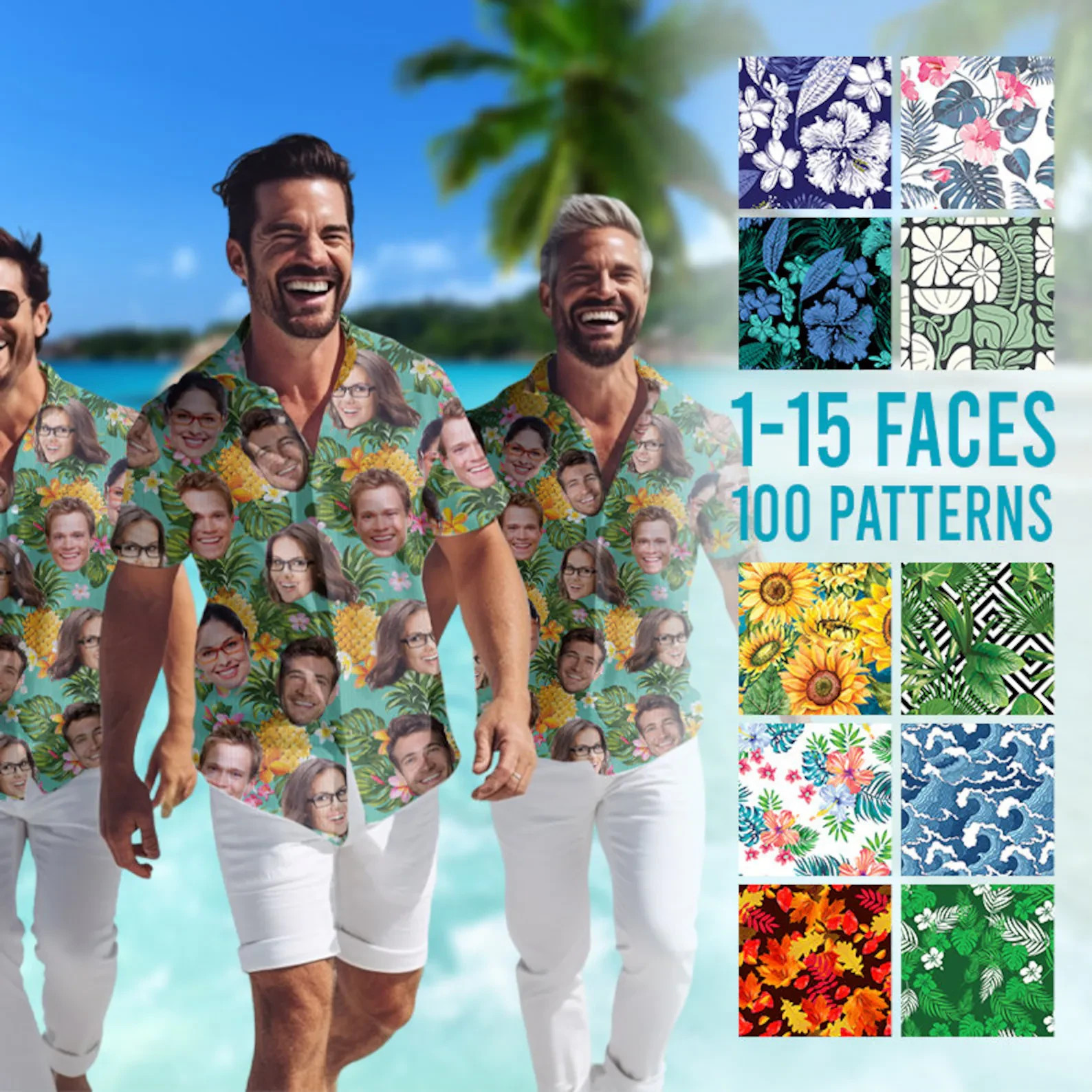 Personalized Hawaiian Shirt with Face & Name, Beach Summer Shirt For Adult/Youth