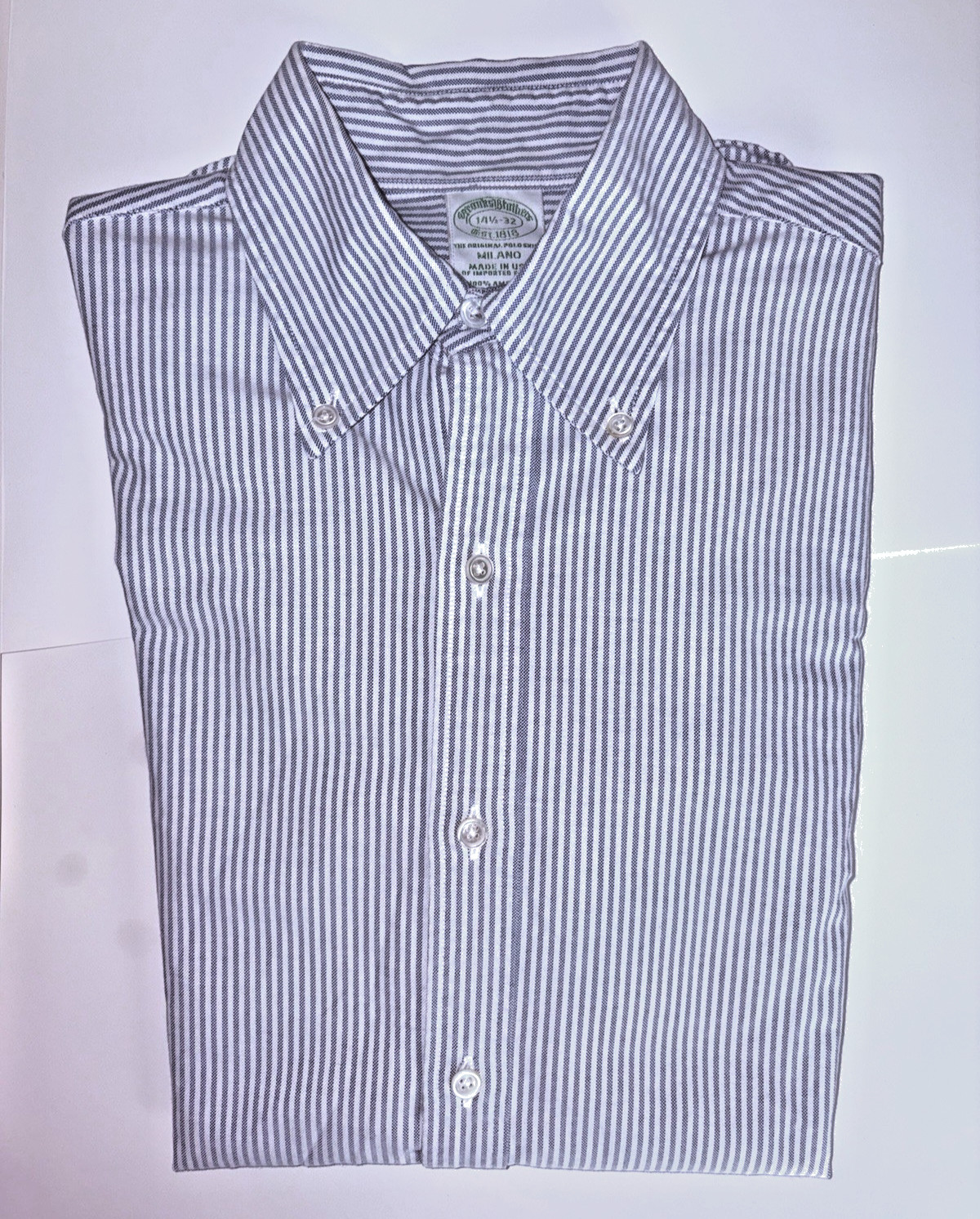 Brooks Brothers Shirt Men’s 14.5 X 32 Blue Stripe Milano Shirt-No pocket