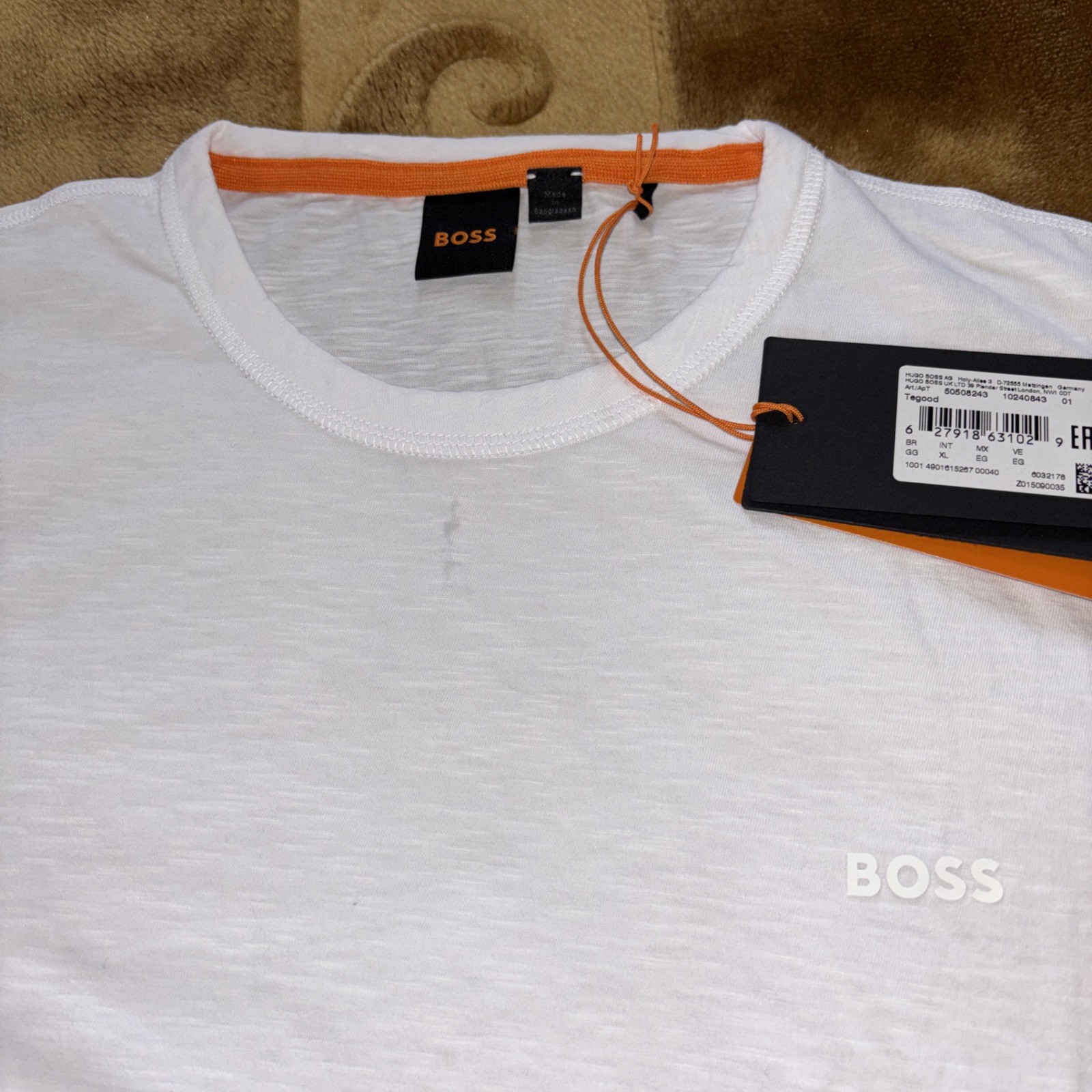 BOSS Men’s White Cotton Jersey Logo Short Sleeve T-Shirt Crew Neck Size XL