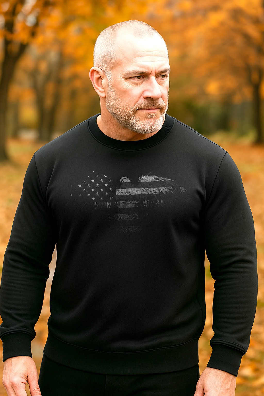 Bald Eagle Flag Sweatshirt | Rugged Patriotic Crewneck for Men & Women | Freedom