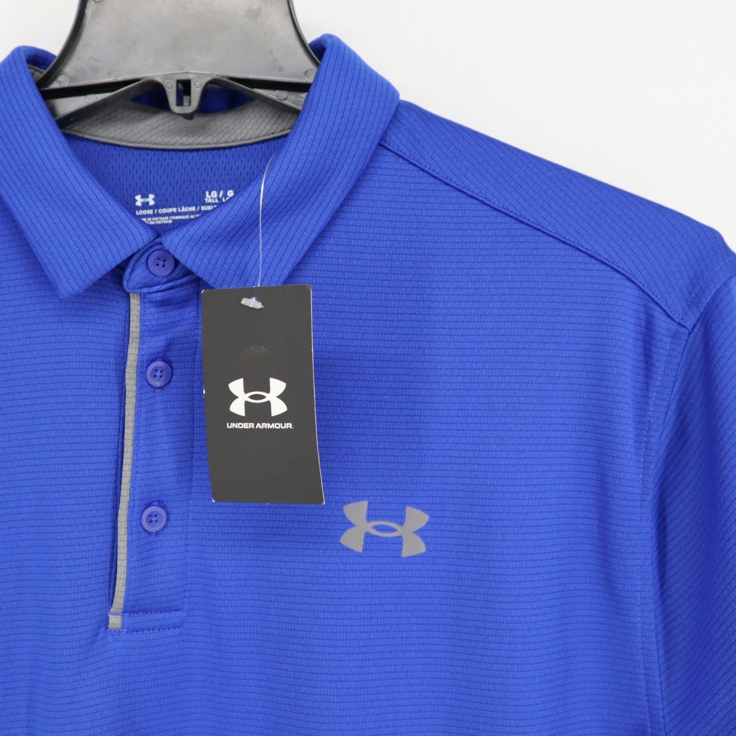 NWT Men’s Under Armour UA Golf Performance Polo Shirt Royal Blue SS Loose Fit