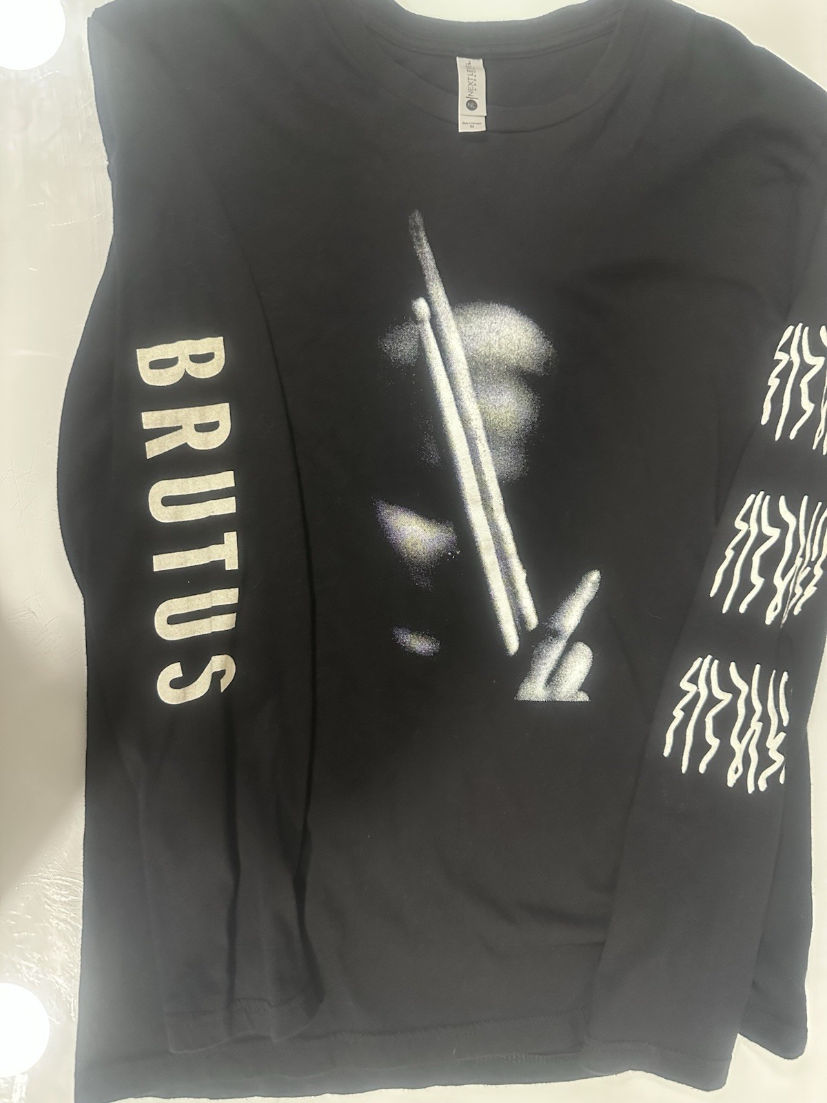 Next Level Apparel Brutus Graphic T-Shirt Black Men’s M Cotton Crew Neck LS