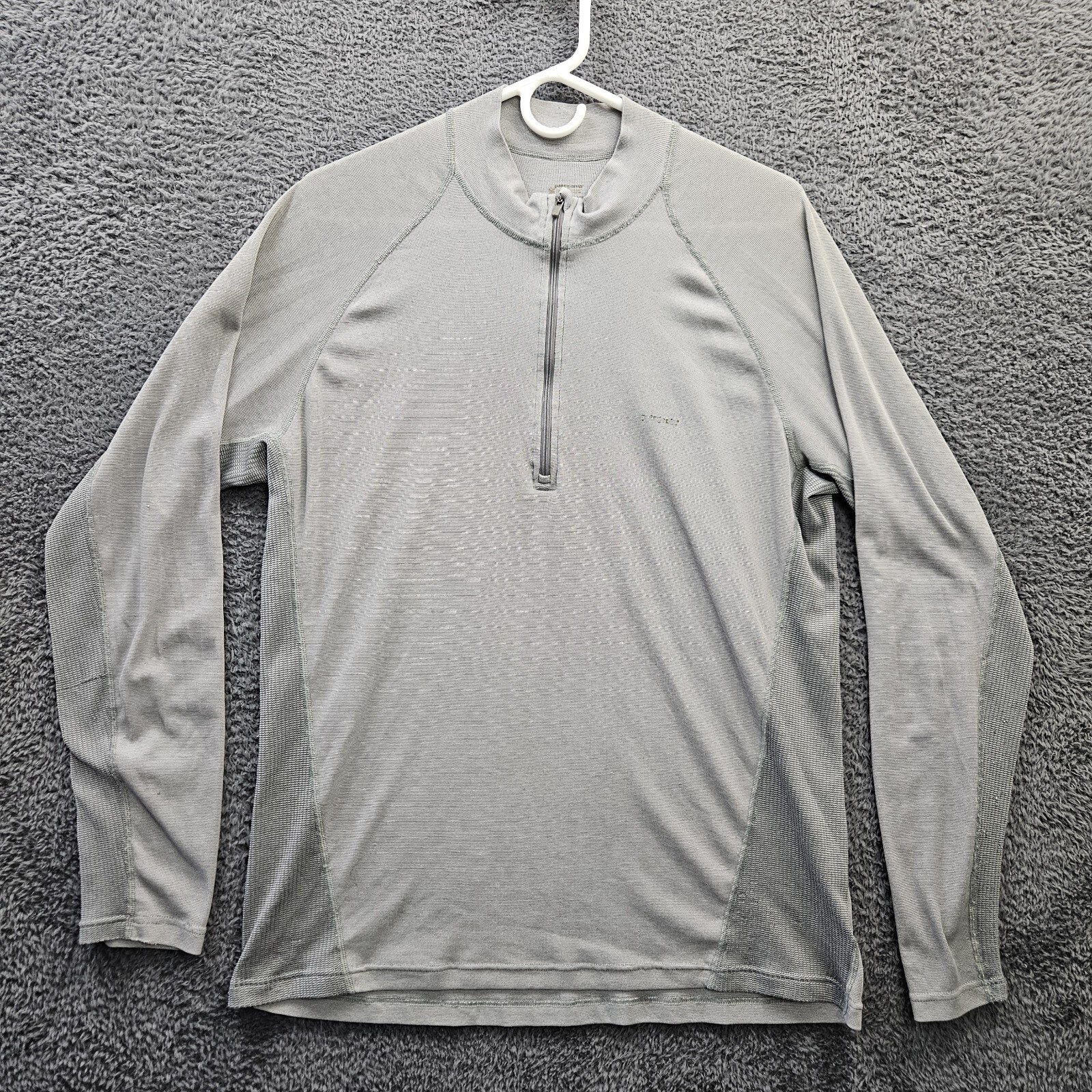 Patagonia Capilene 1/2 Zip Baselayer Silver Polyester Men Large *Small Holes