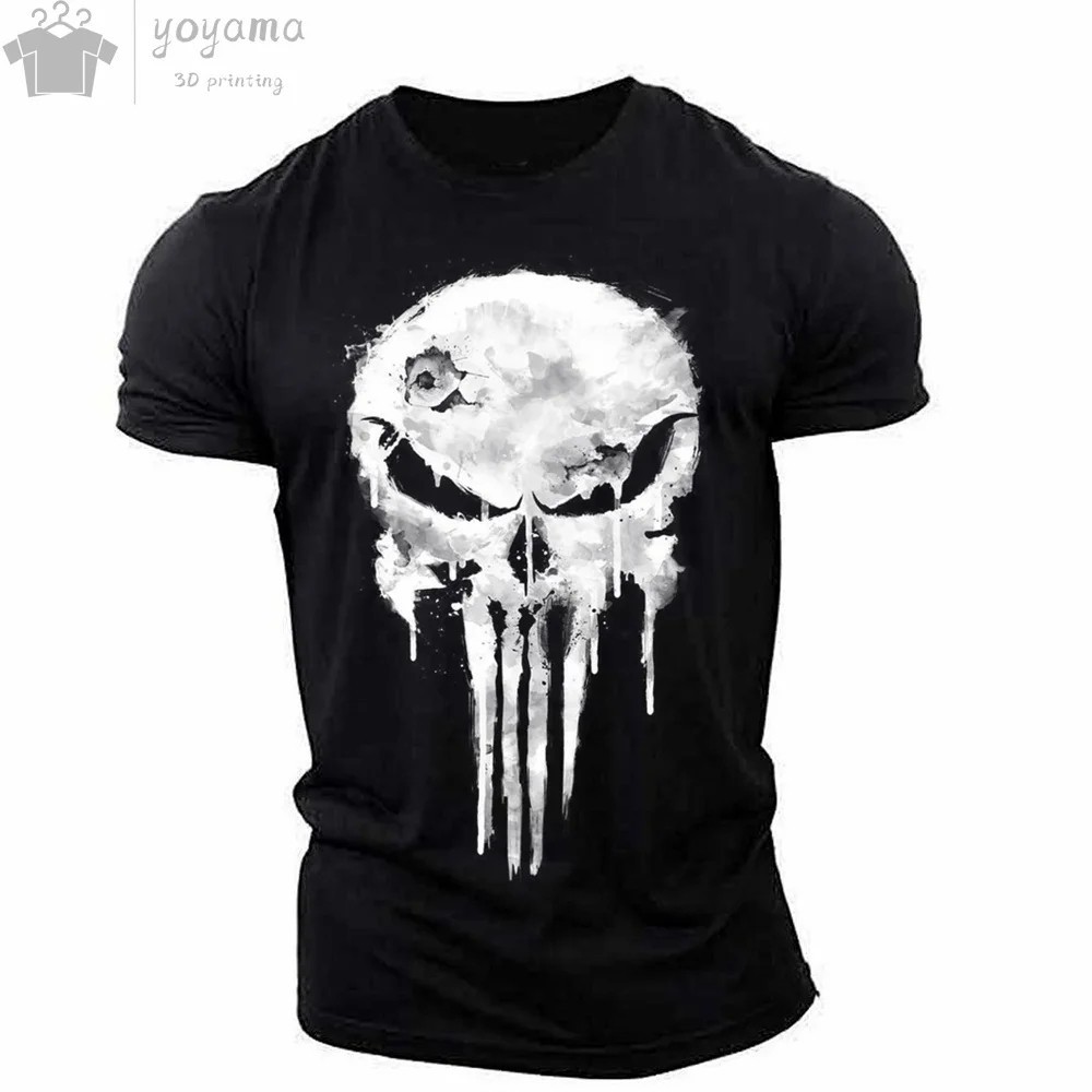 The Punisher T-Shirt Mens 3D Print Tee Military Patriotic Skull Streetwear Shirt