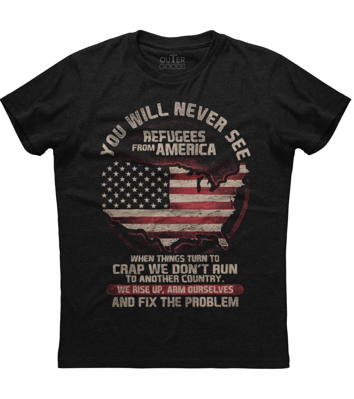 You Will Never See, Flag Printed Men’s New Patriotic Trending Black T-shirt