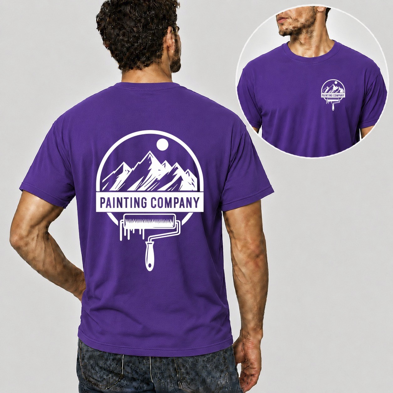 Mens Personalised Work T Shirt Custom Company Logo Trade Uniform Painter Plumber