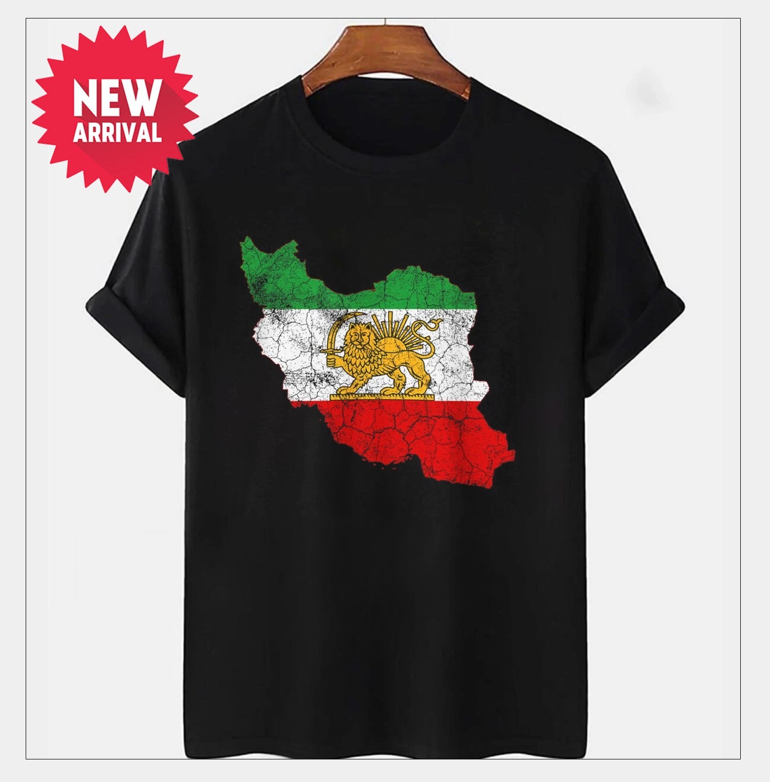 Iranian Flag Shirt, Iran Map with Lion and Sun Persian Heritage Women Men Shirt