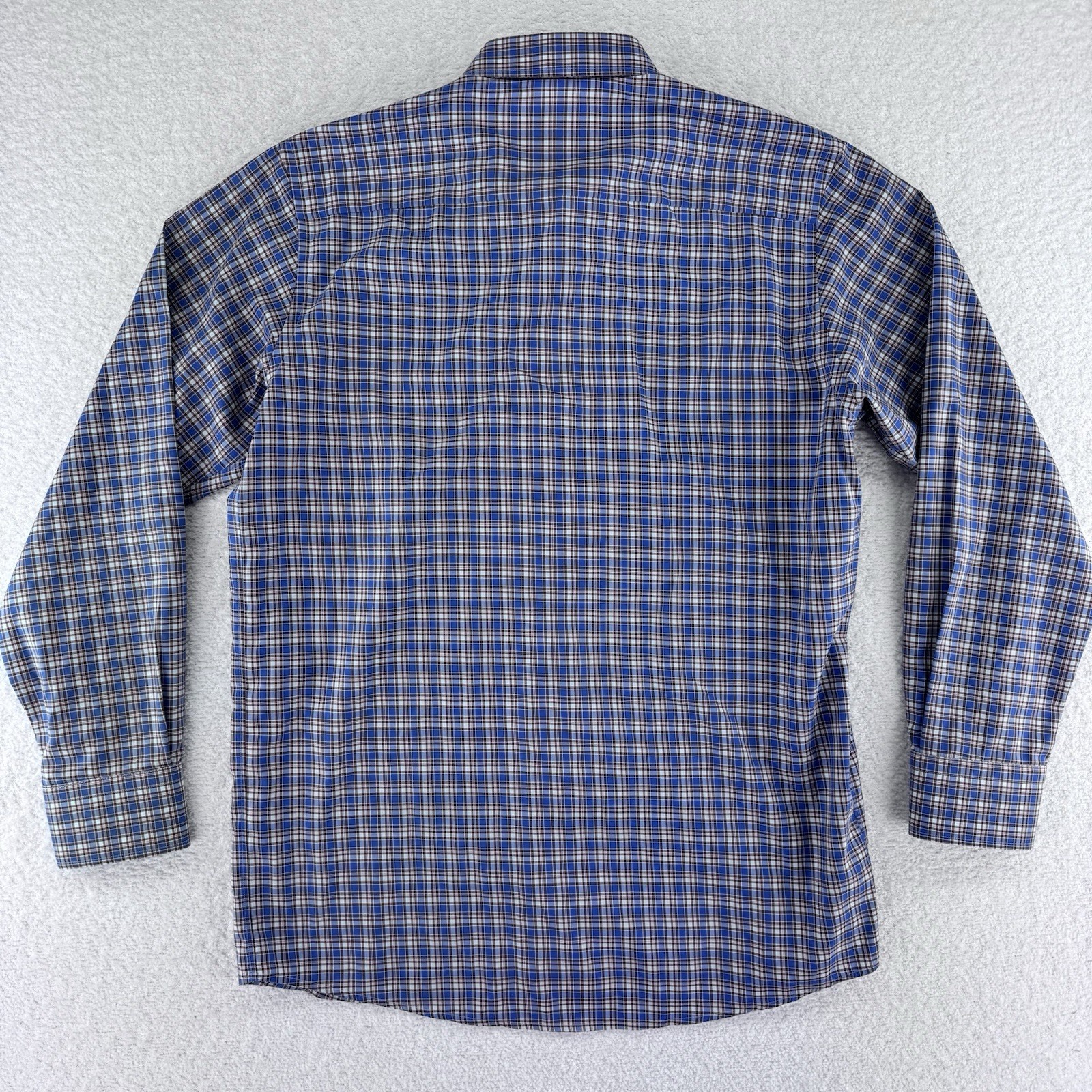Eton Contemporary Button Up Shirt Size Medium 40 15.75 Blue Brown Plaid