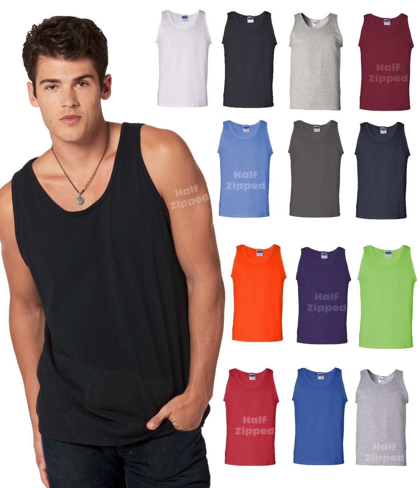 Gildan Mens Ultra Cotton Tank Top 2200 6 Colors S-3XL NEW