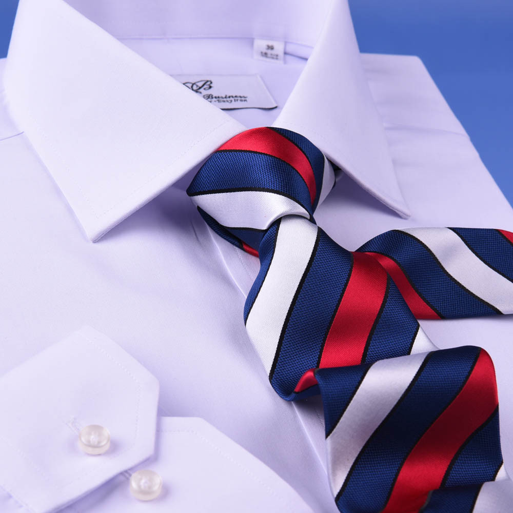 White Cotton & Polyester Easy Iron Business Professional Formal Dress Shirt