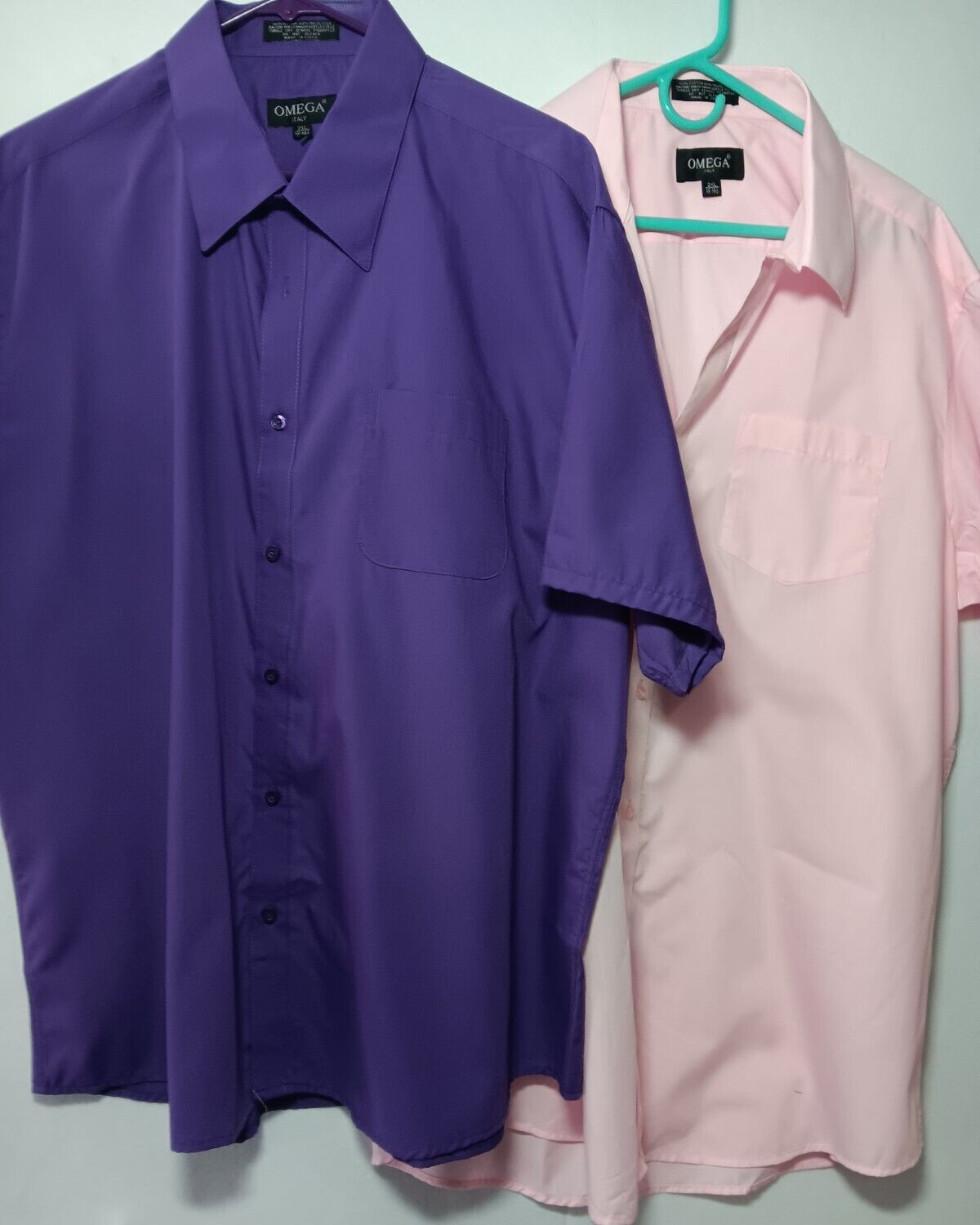 Omega Italy Men’s Premium Classic Button Down Short Sleeve Shirts Lot of 2