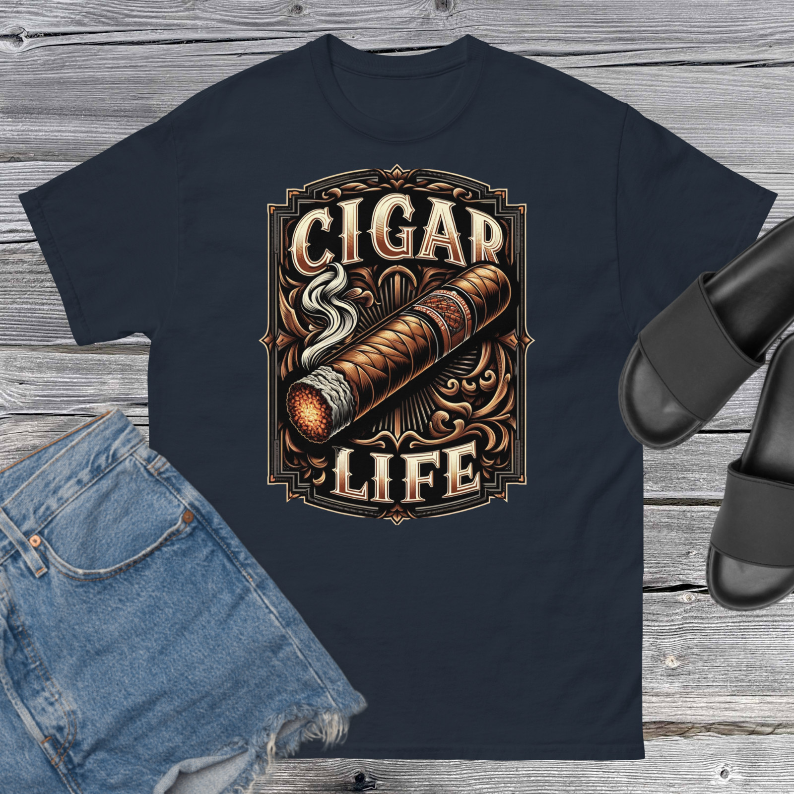 Cigar Life Smoking Lifestyle Graphic Tee Shirt Big Tall Sm Pro Club Shaka RTP T