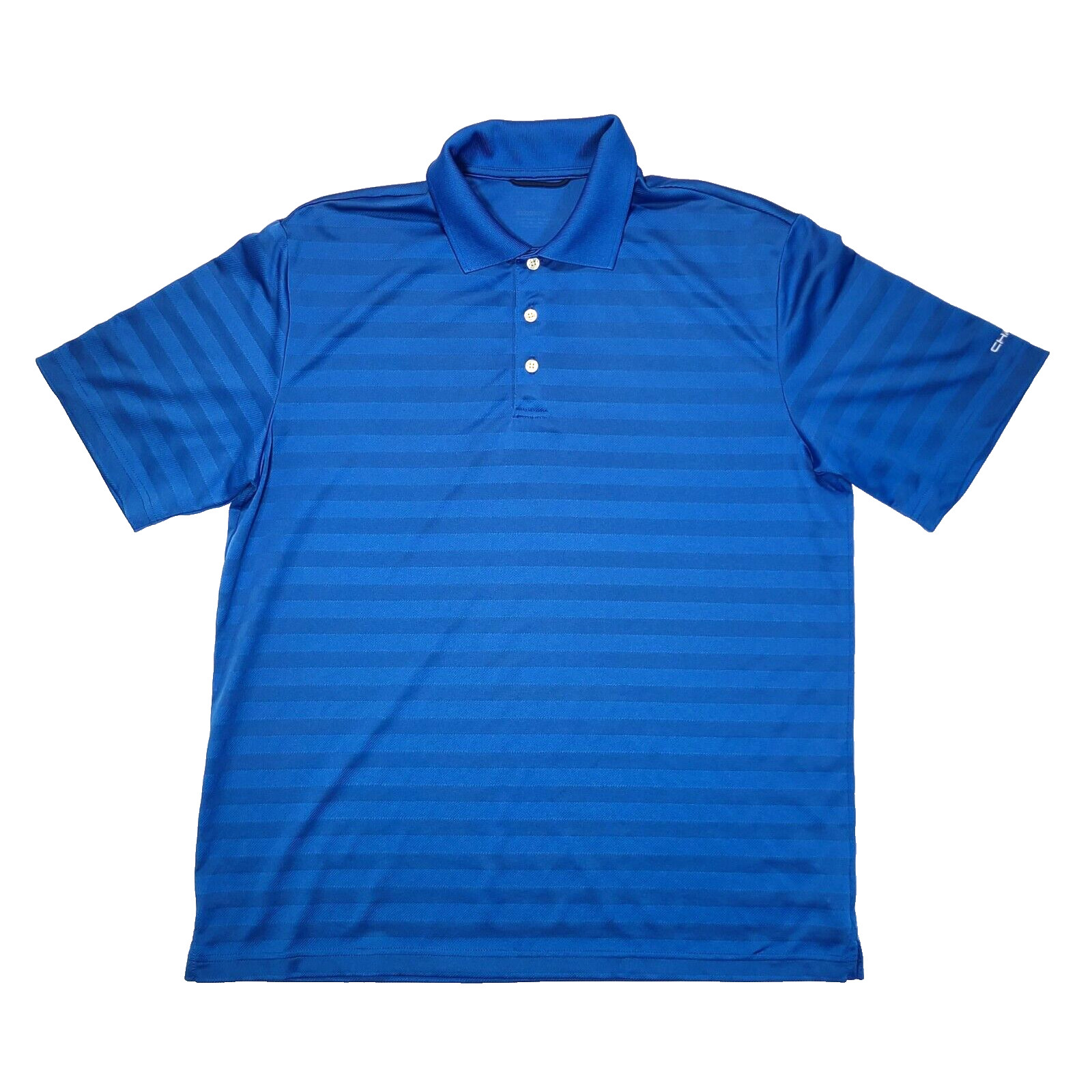 Chaps 78 Golf Polo Shirt Men’s Large 2-Tone Blue Stay Dry Short Sleeve Striped