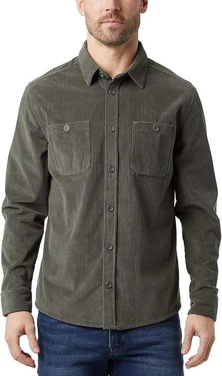 32 Degrees Heat Men’s Chest Pocket Button-Up Shirt, Green, Size M