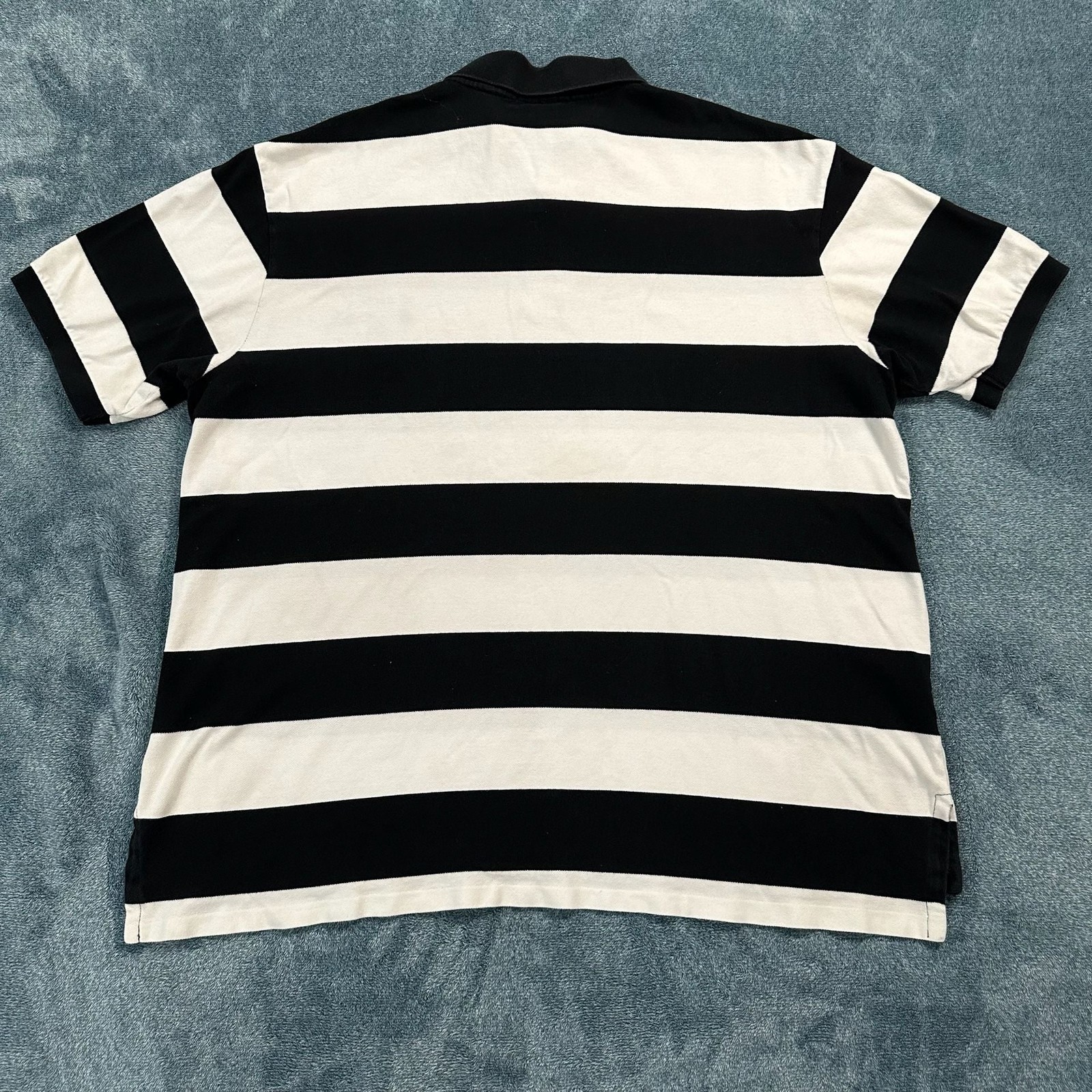 Polo Ralph Lauren Big & Tall Black White Striped Rugby Polo Shirt 2XB