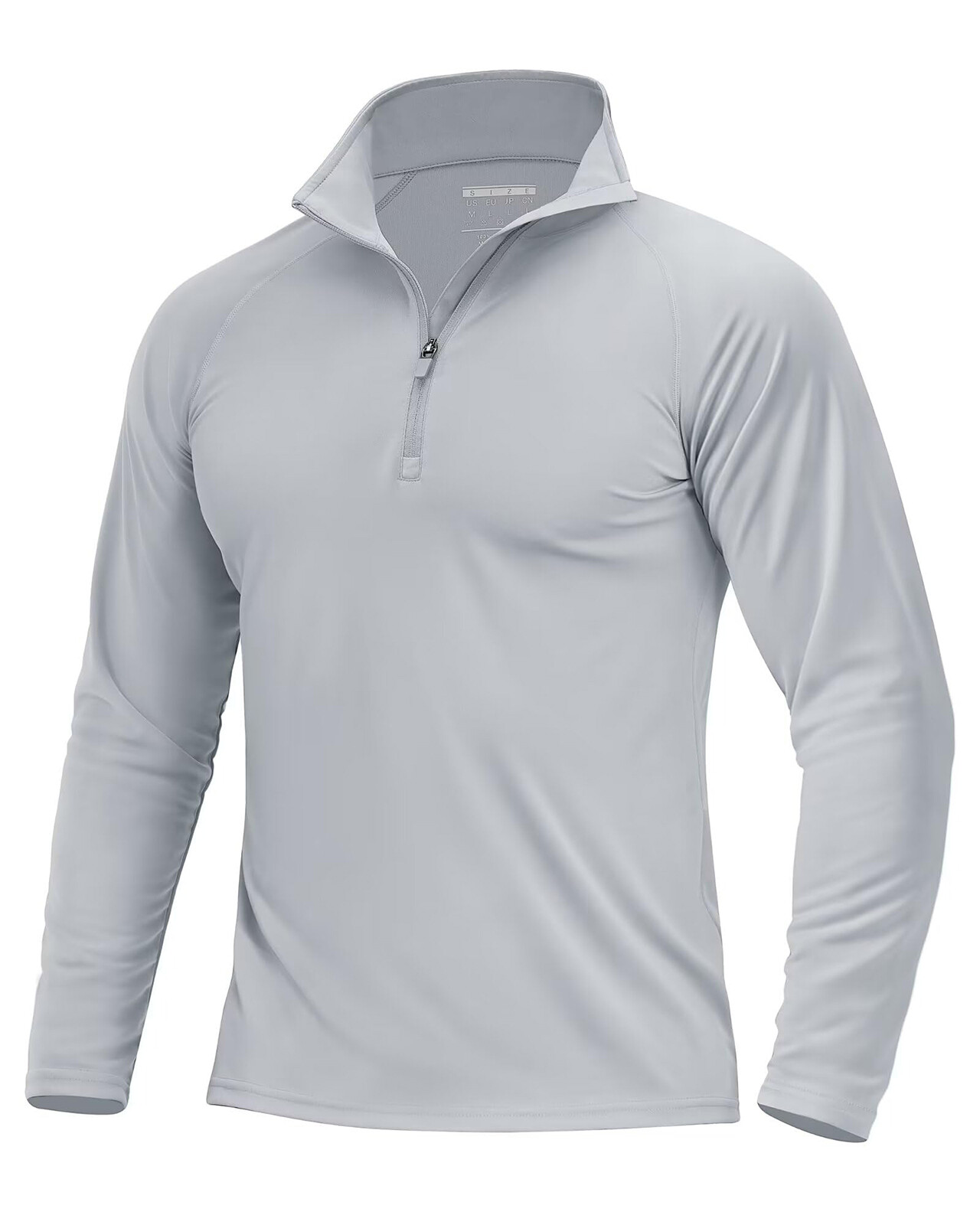 Mens UPF50+ Long Sleeve T-Shirts 1/4 Zip Up Quick Drying Sun Shirts Fishing Tops