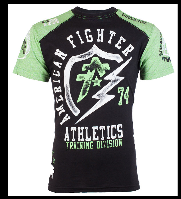 AMERICAN FIGHTER Black Green FLASHPOINT Athletic Graphic T-shirt NWT