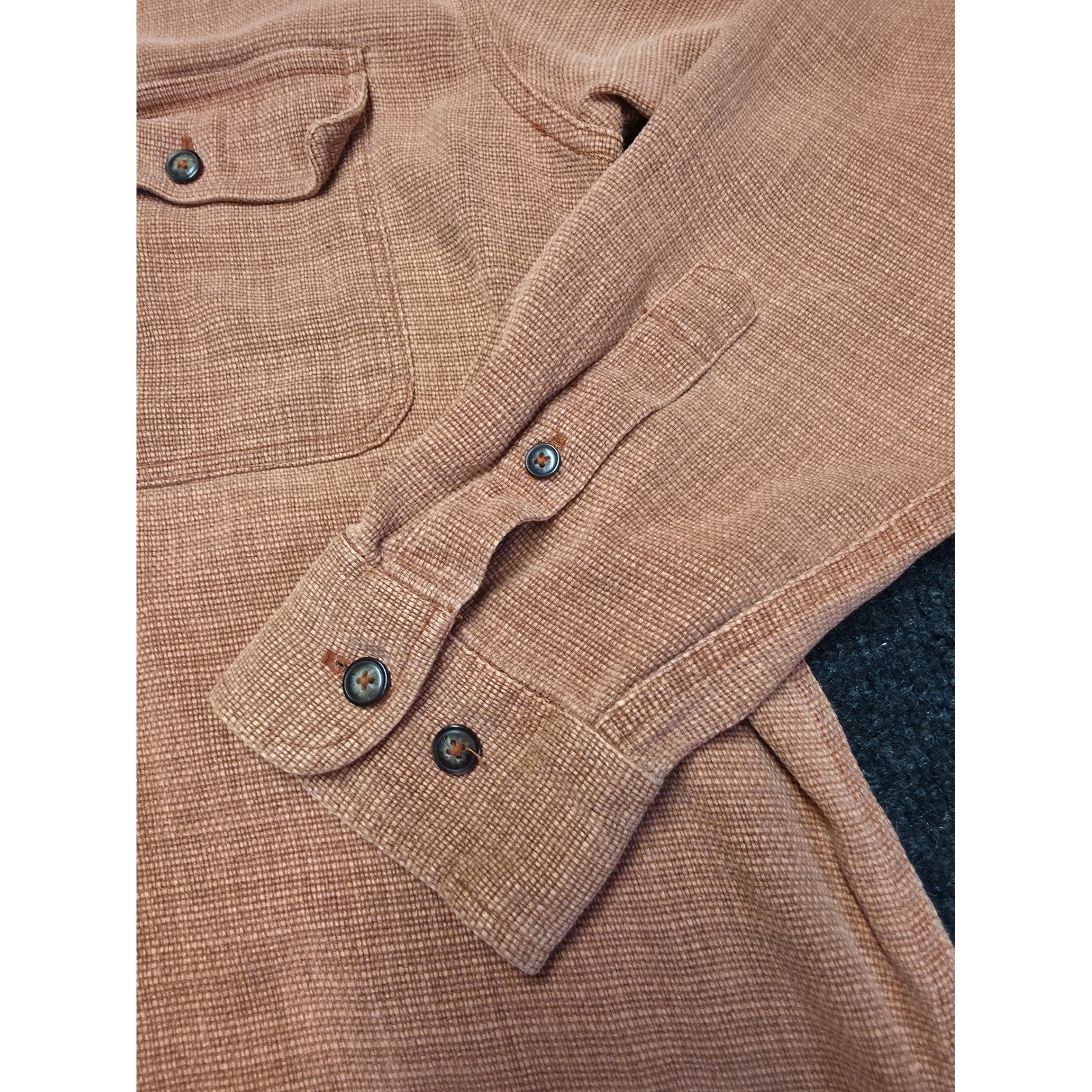 The Territory Ahead Mens Silk Basketweave Button Down Shirt Terracotta Orange M