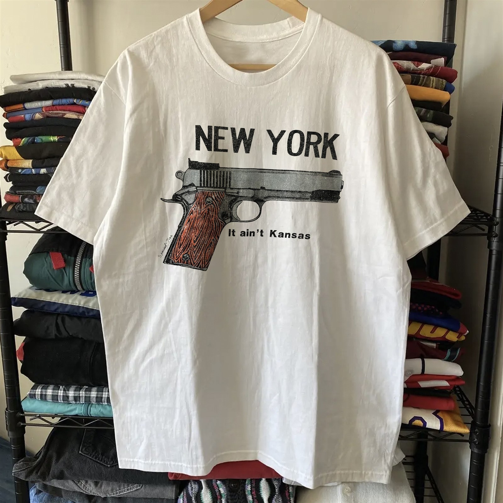 New York Ain T Kansas Washed T-Shirt White L