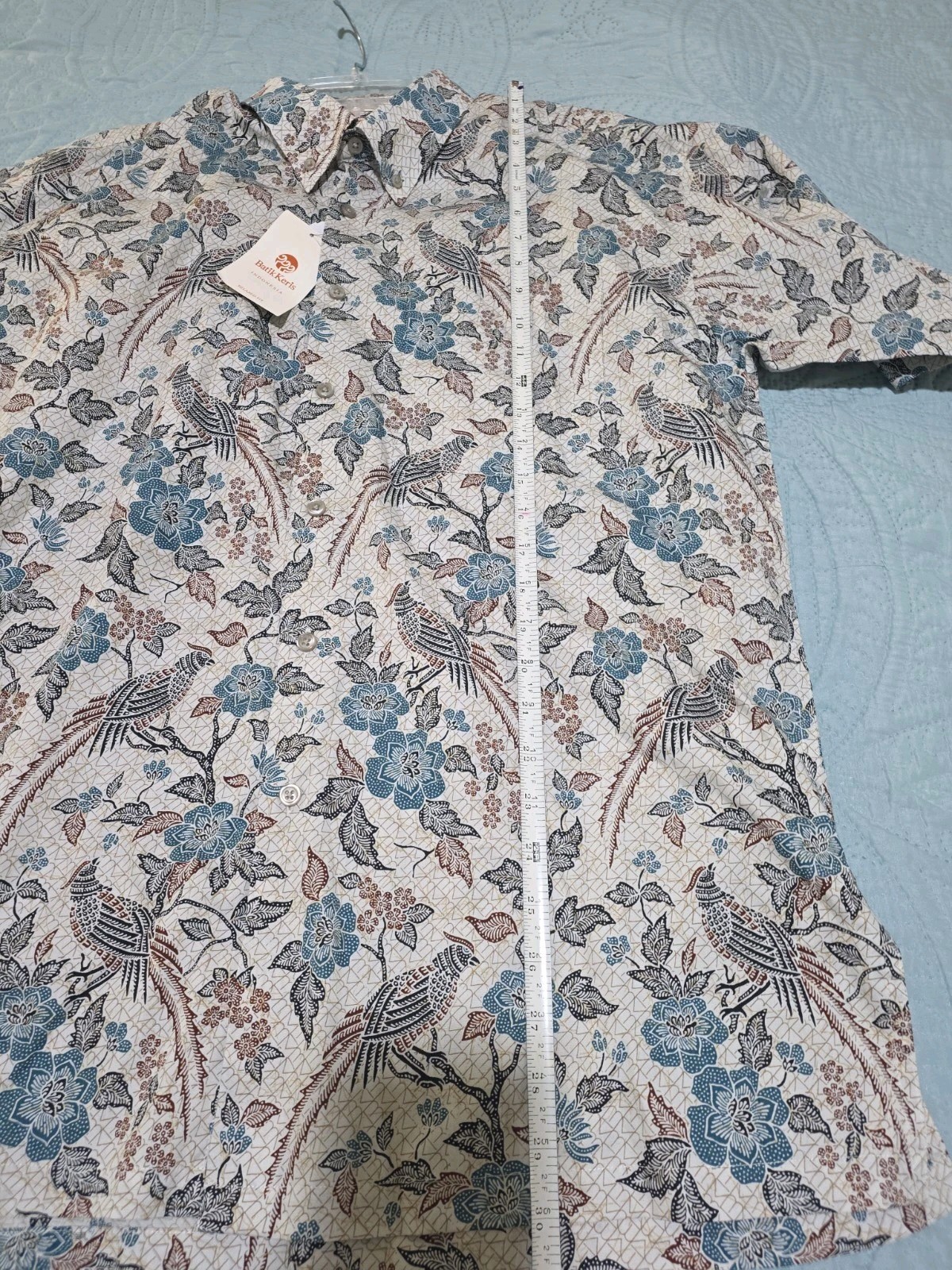 Batik Keris Indonesia Men’s Short Sleeve Relaxed Fit Cotton Shirt Size LARGE